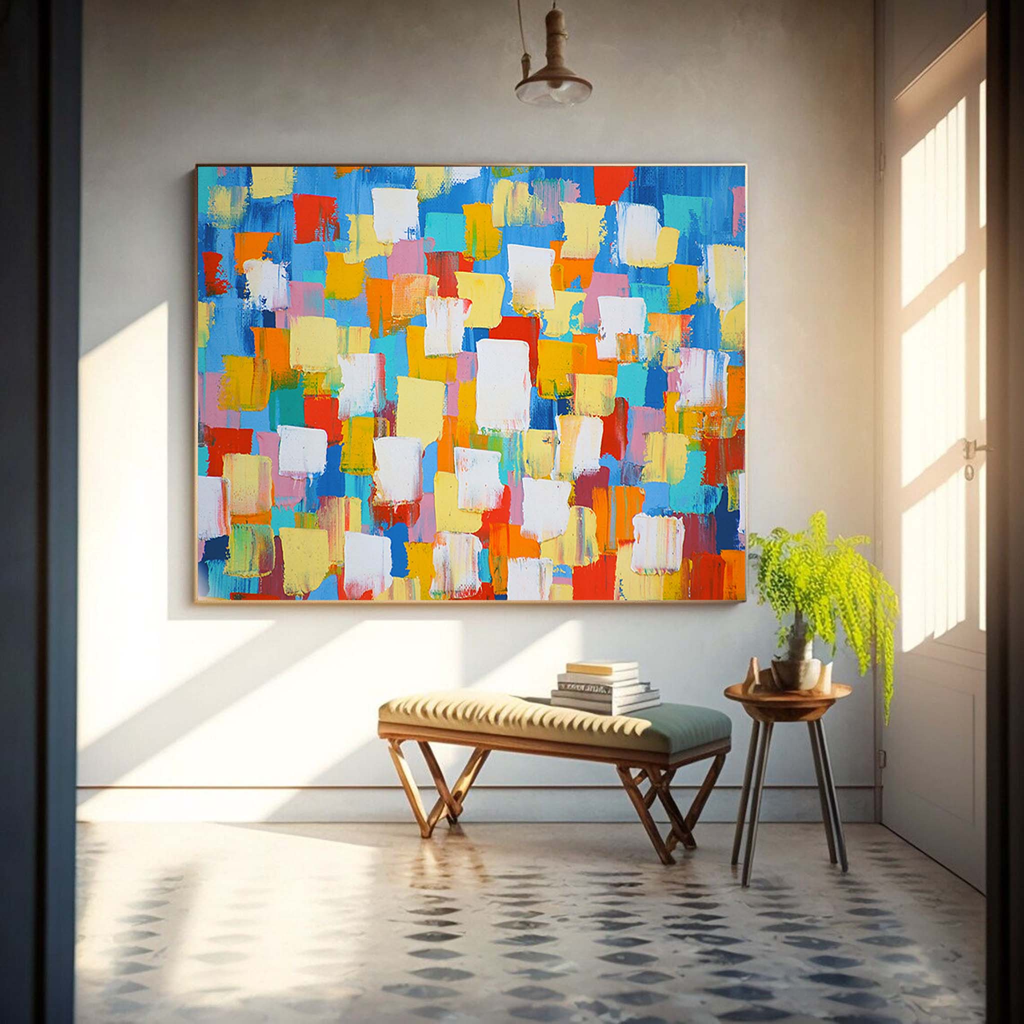 Bold Color Blocks Textured Abstract Art