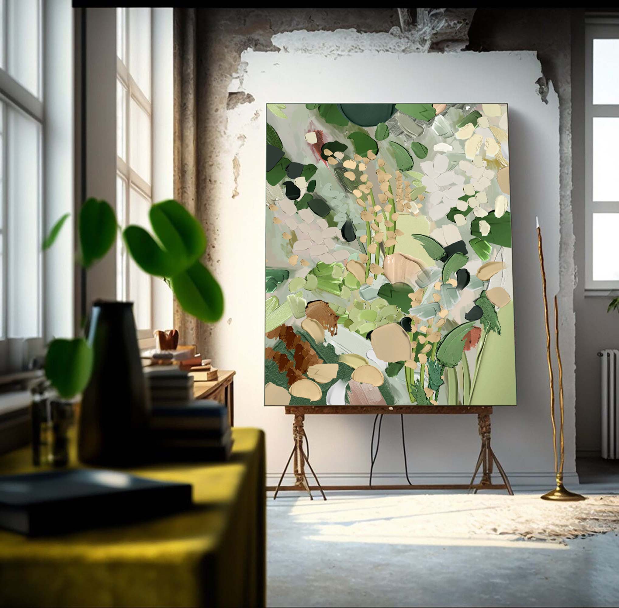 Lush Green Abstract Floral Art
