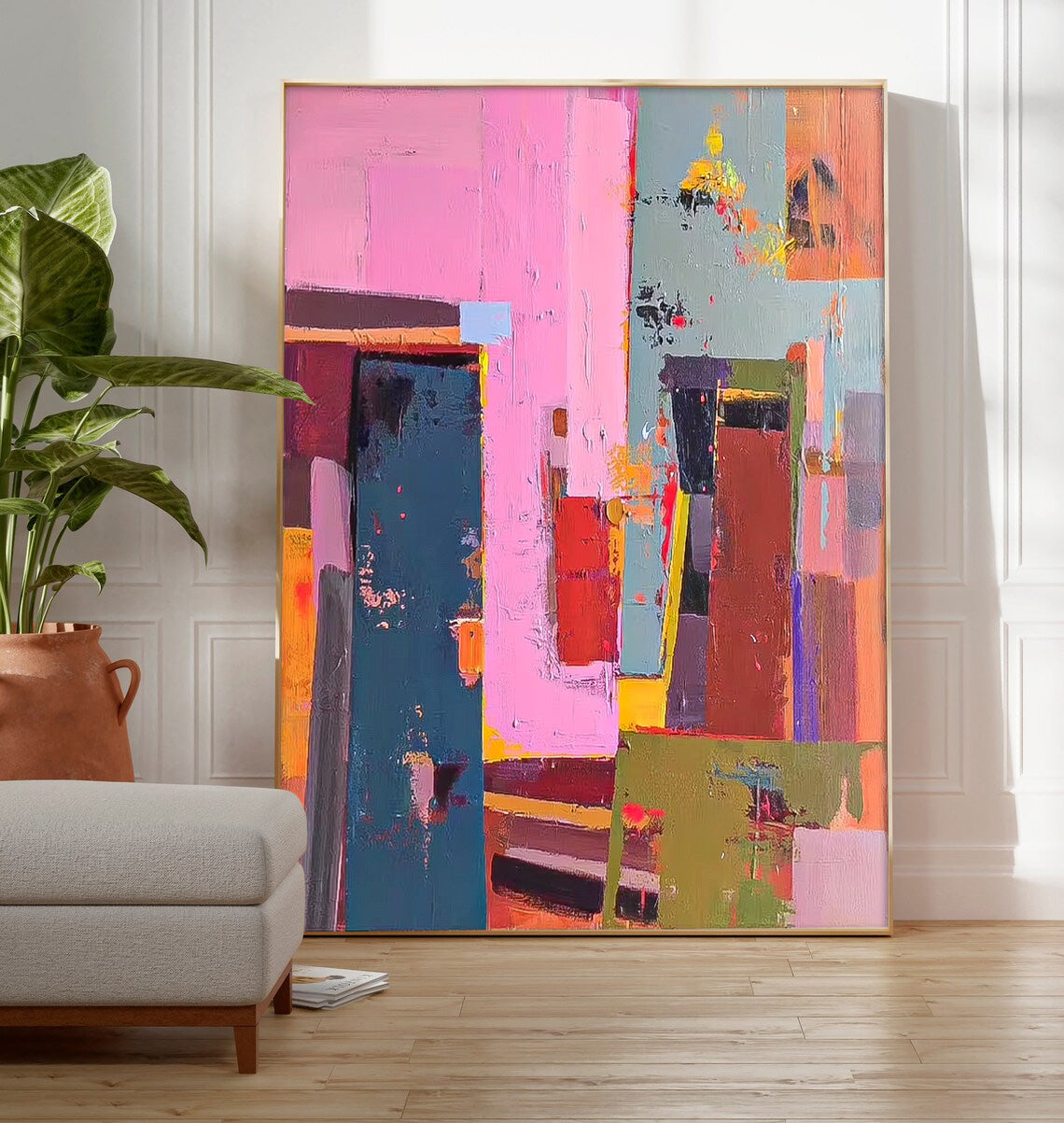 Bold Abstract Color Block Canvas Art