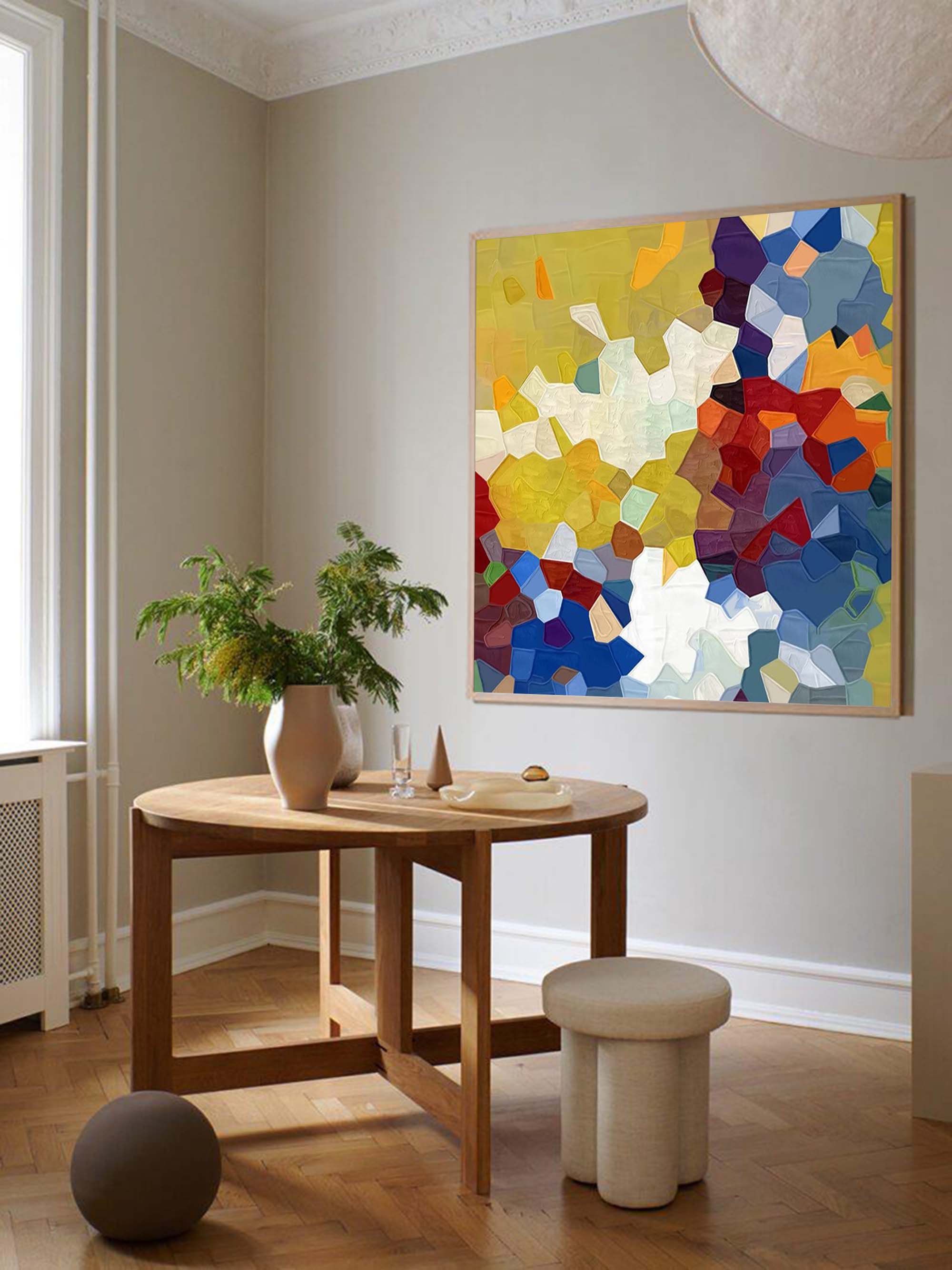 Vibrant Mosaic Textured Abstract Art