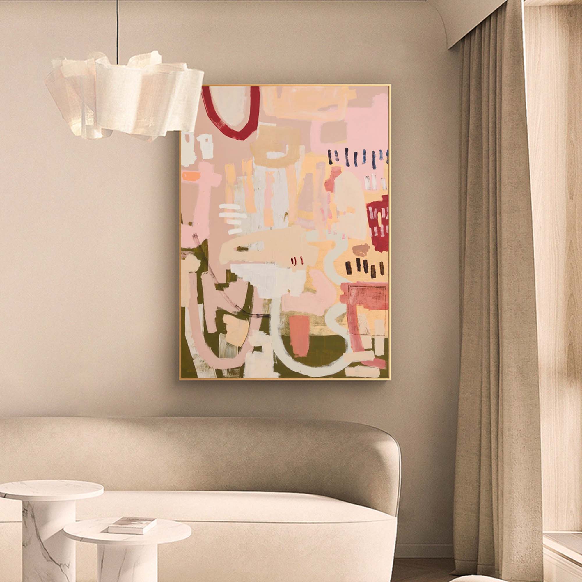 Muted Tones Abstract Geometric Canvas Art