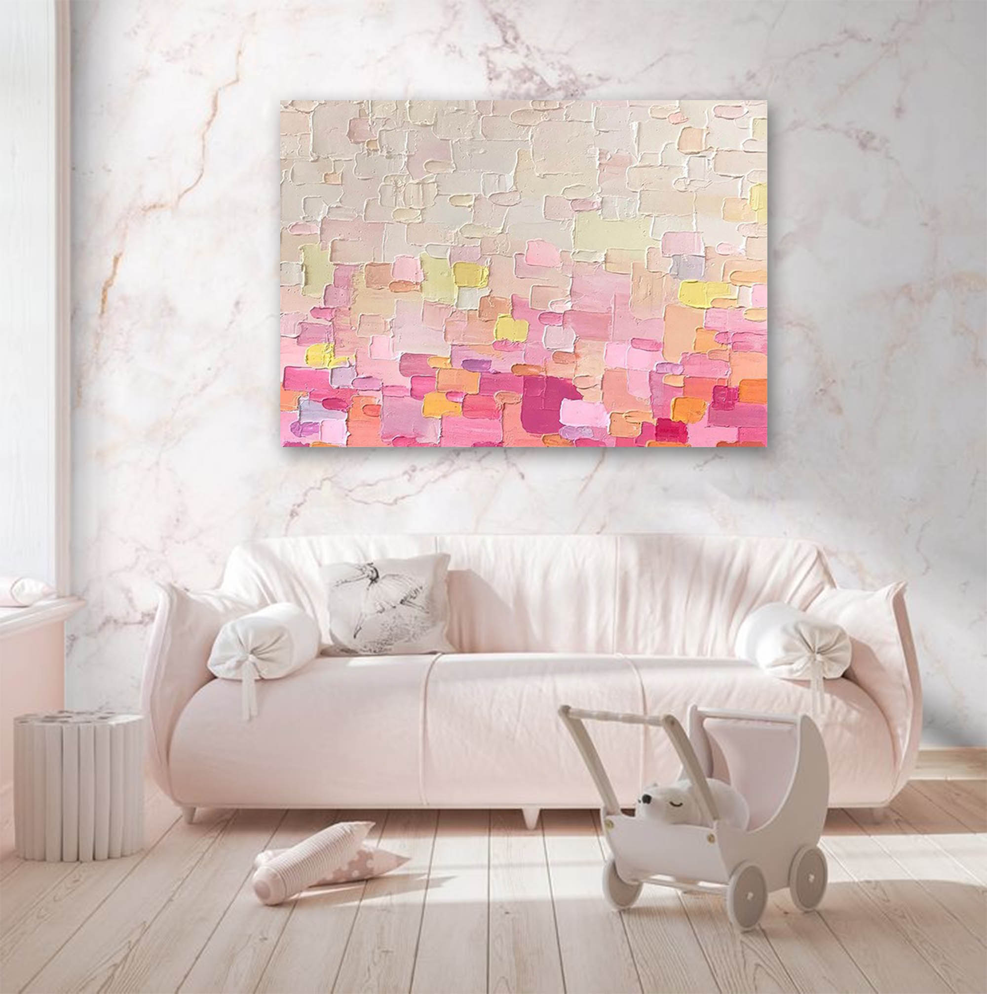 Soft Pastel Color Block Textured Canvas Art