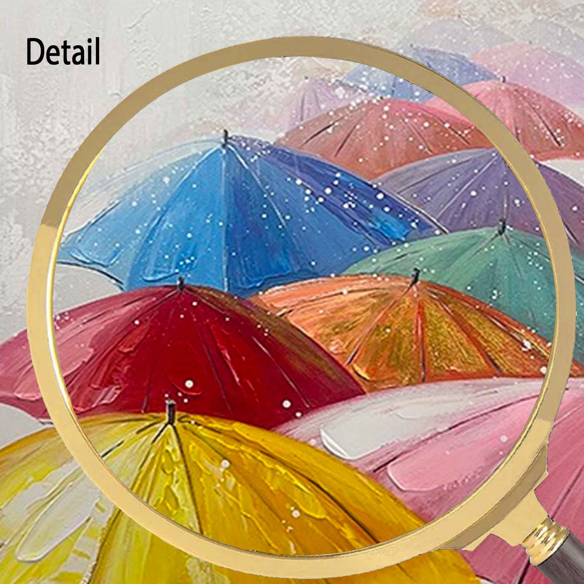 Colorful Umbrellas in the Rain Canvas Art