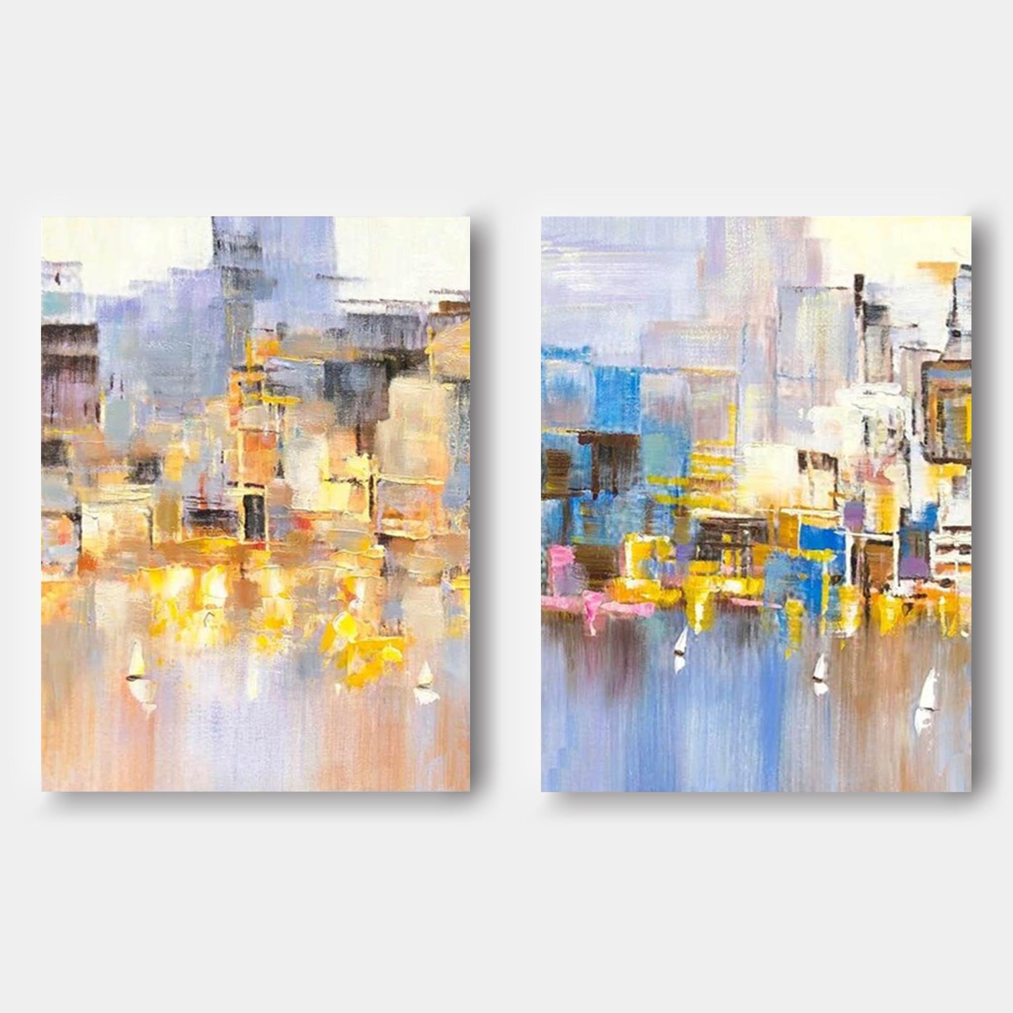 Cityscape Duo Abstract Oil Art