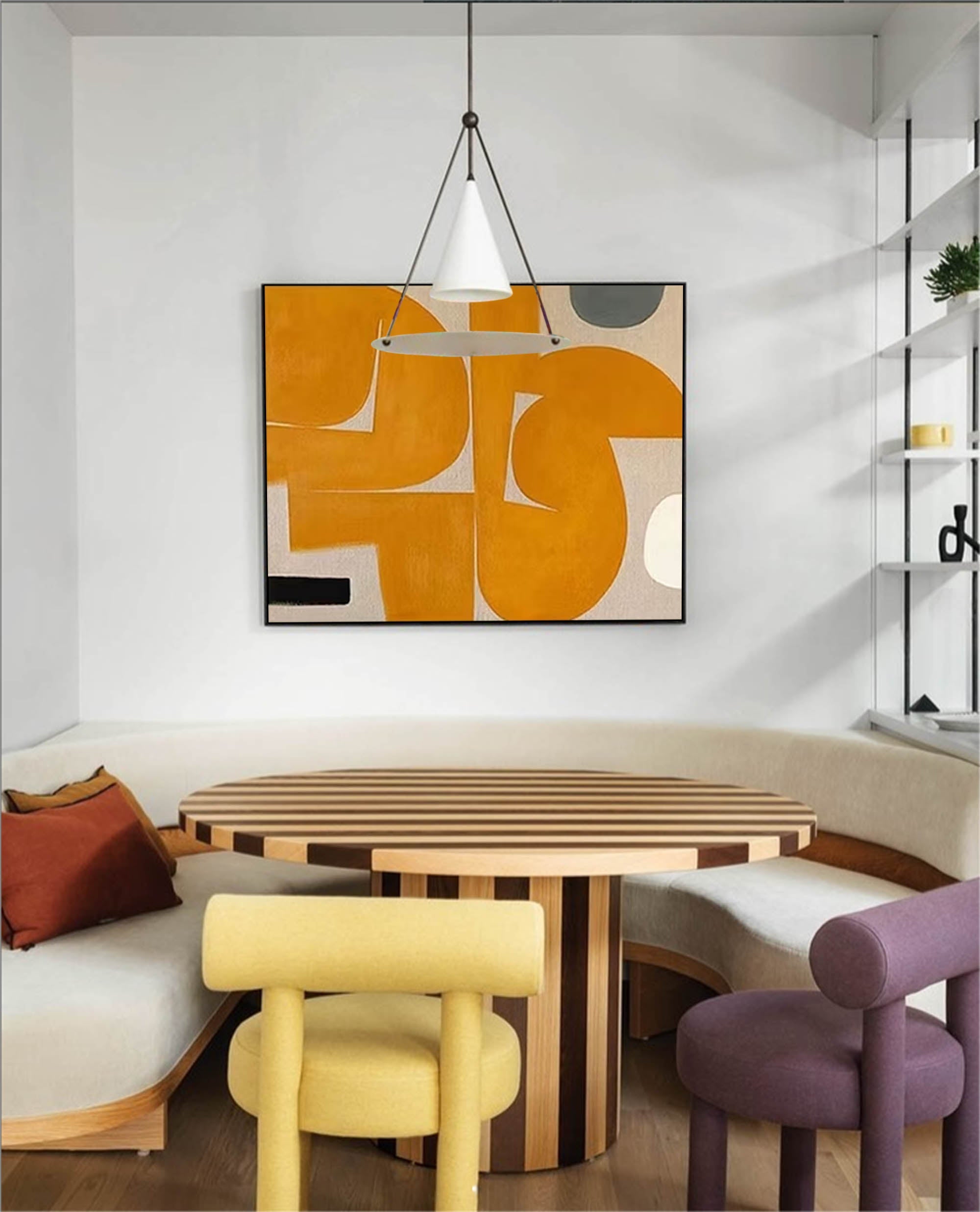 Golden Curves: Mid-Century Abstract Harmony