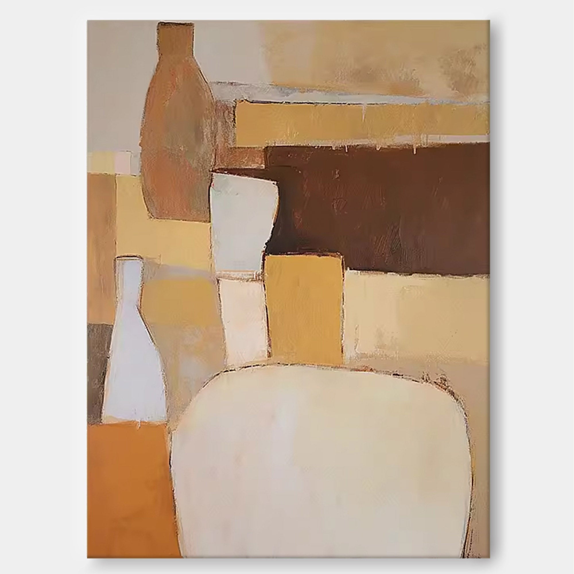 Minimalist Neutral Tones Abstract Oil Painting