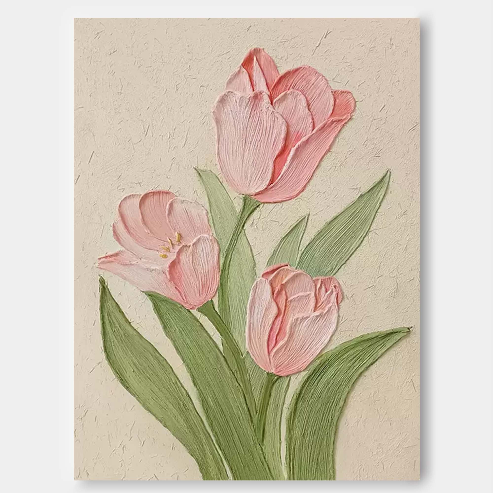 Pink Tulip Textured Canvas Art
