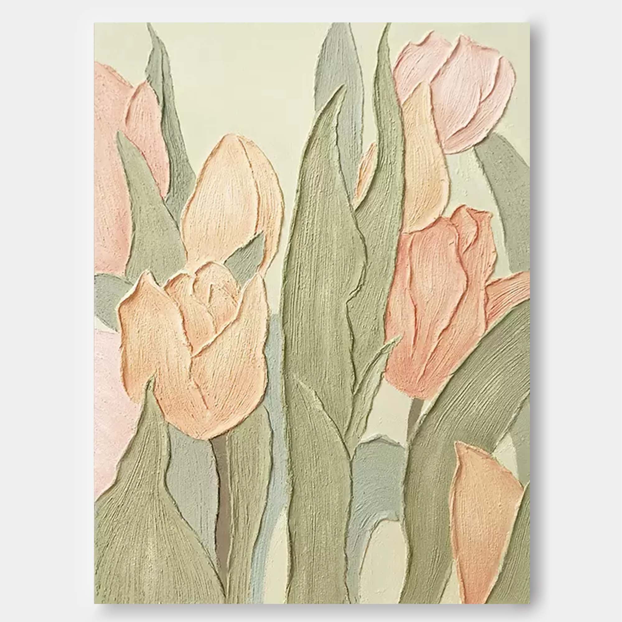 Pastel Tulip Textured Canvas Art