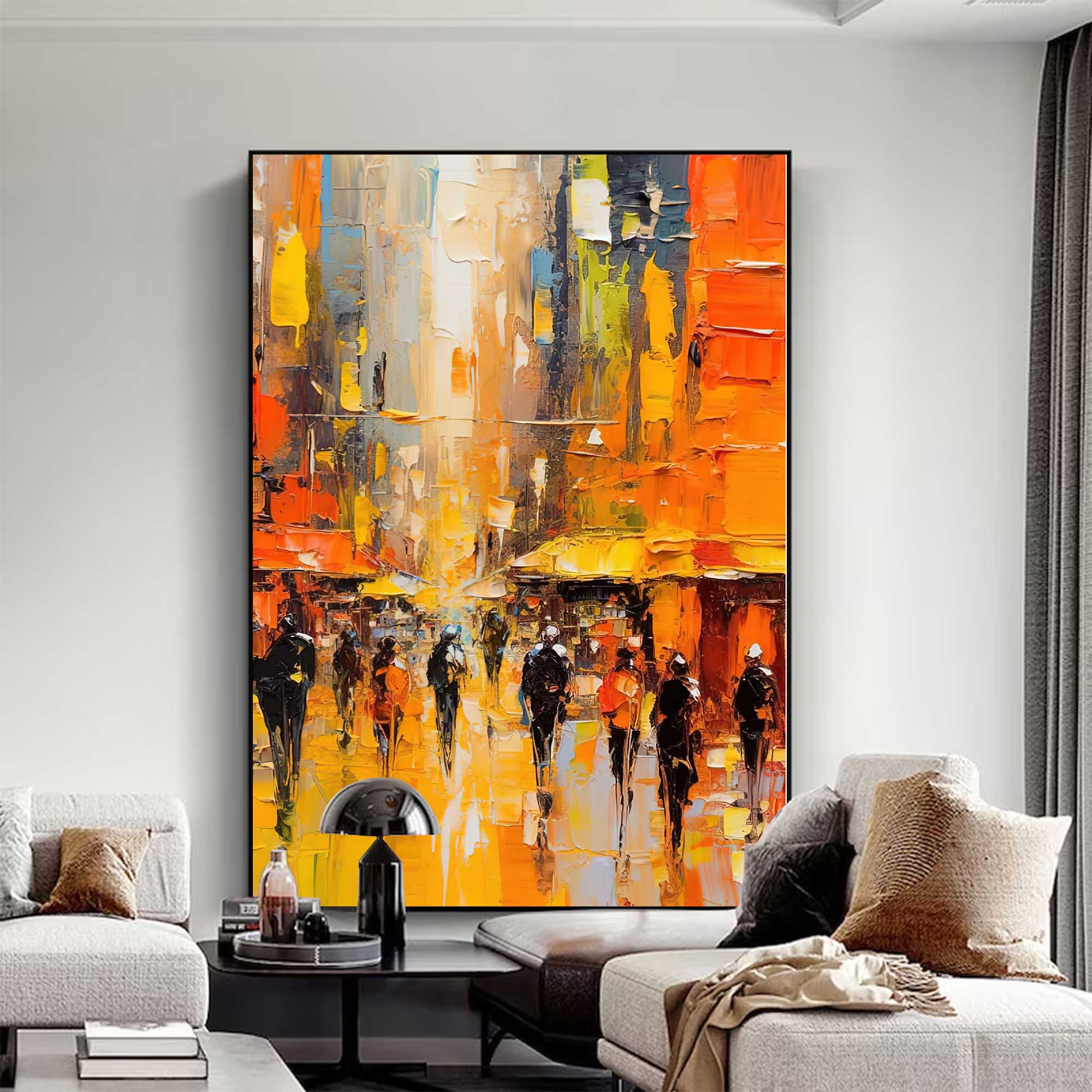 Golden Hour Cityscape Oil Painting