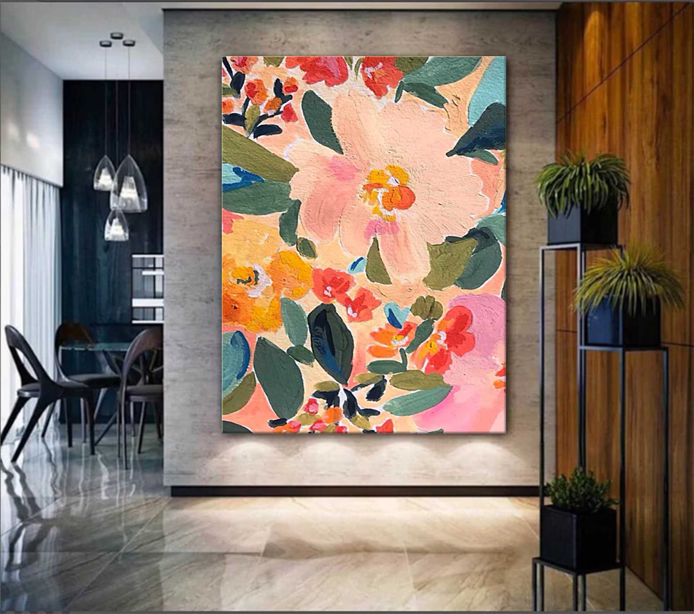 Vibrant Floral Abstract Canvas Art