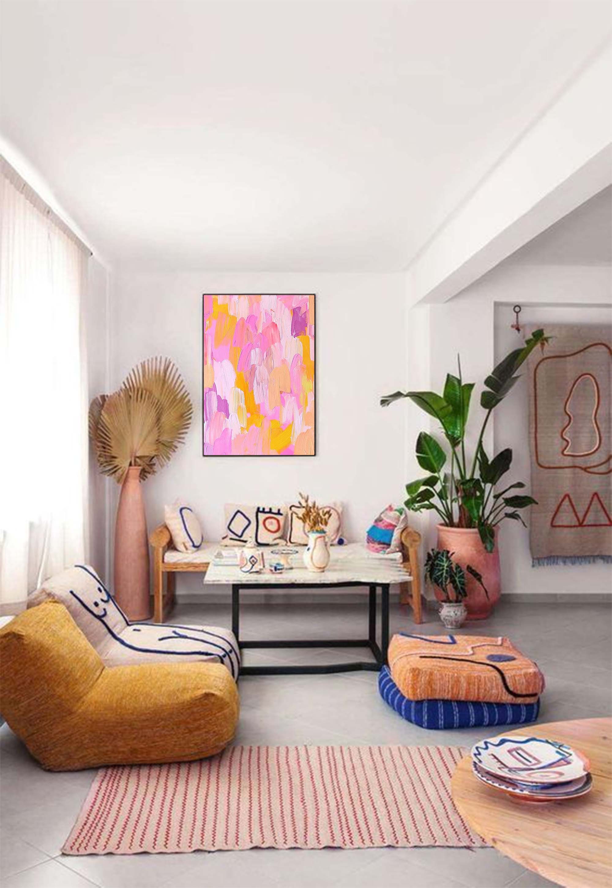 Blush Harmony Textured Abstract Art