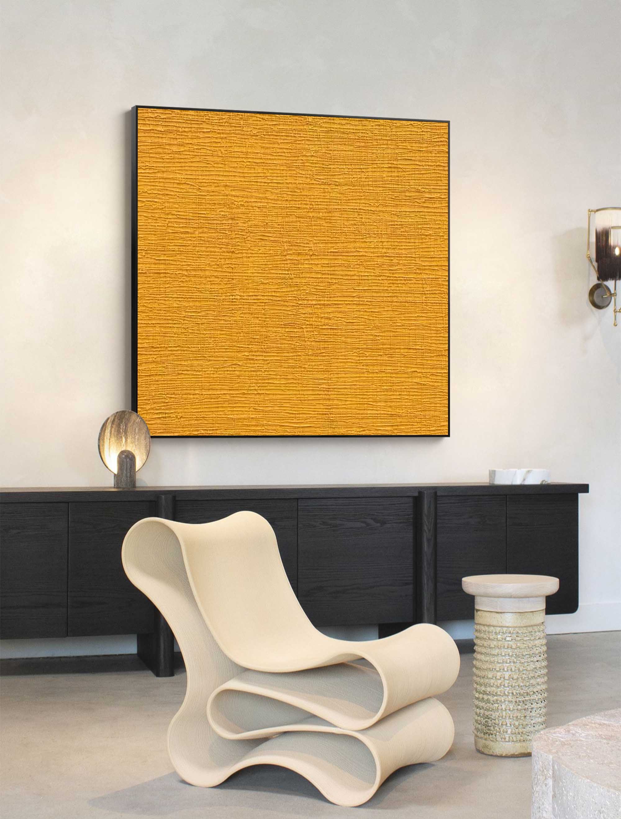 Textured Mustard Yellow Canvas Art