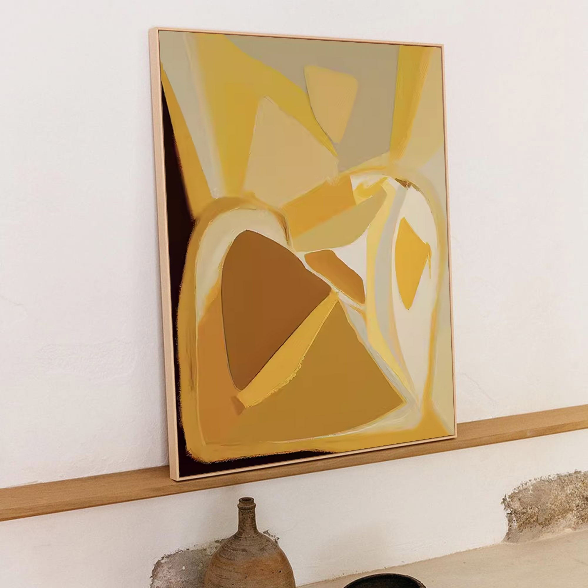 Geometric Golden Hues Abstract Art