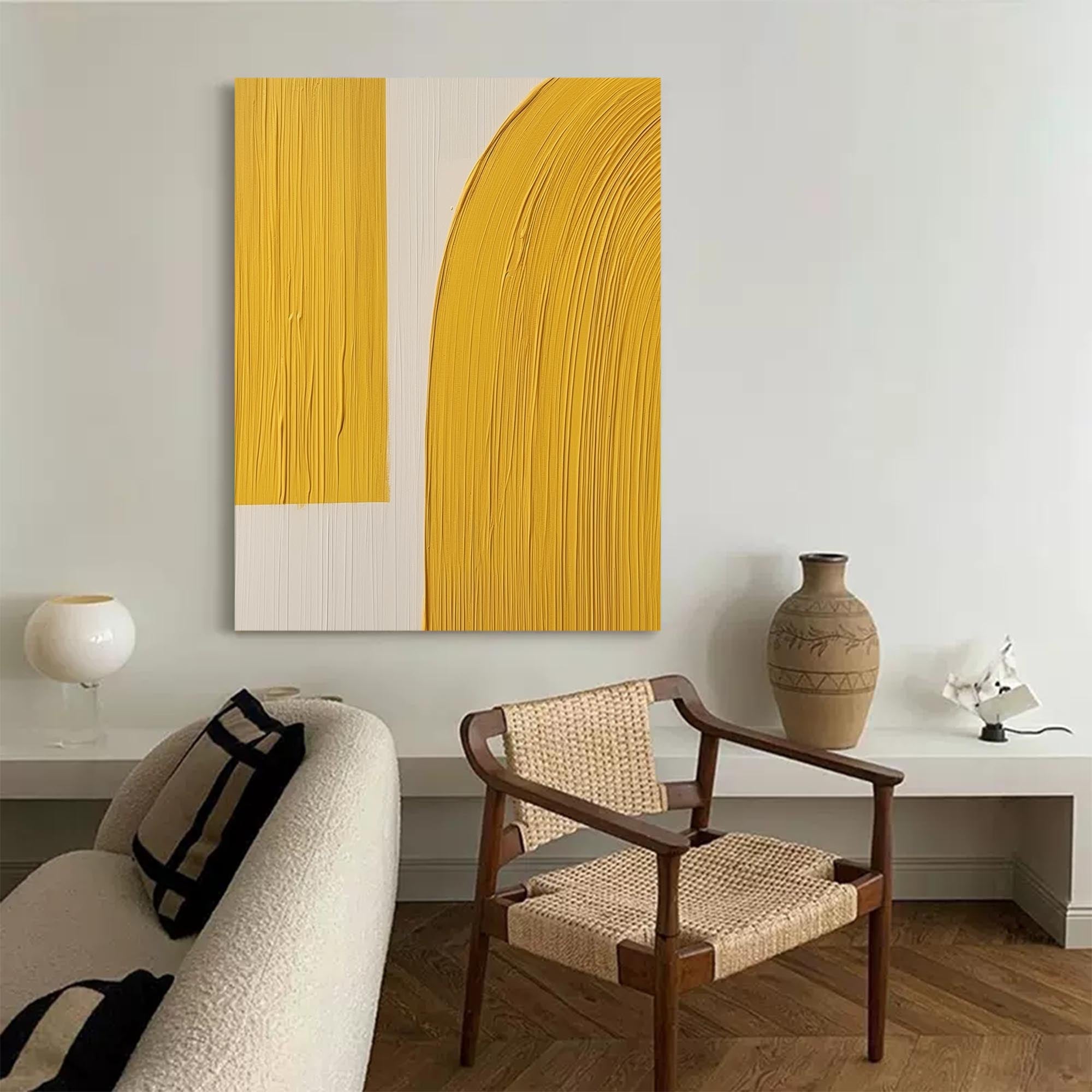 Minimalist Yellow Arc Abstract Art