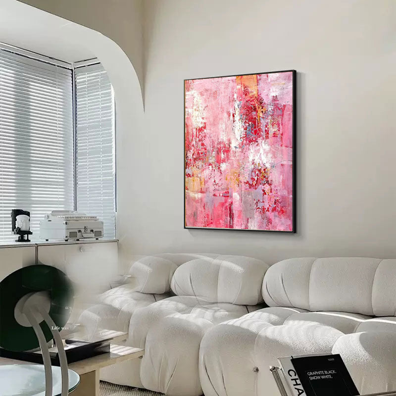 Pink Abstract Textured Canvas Art