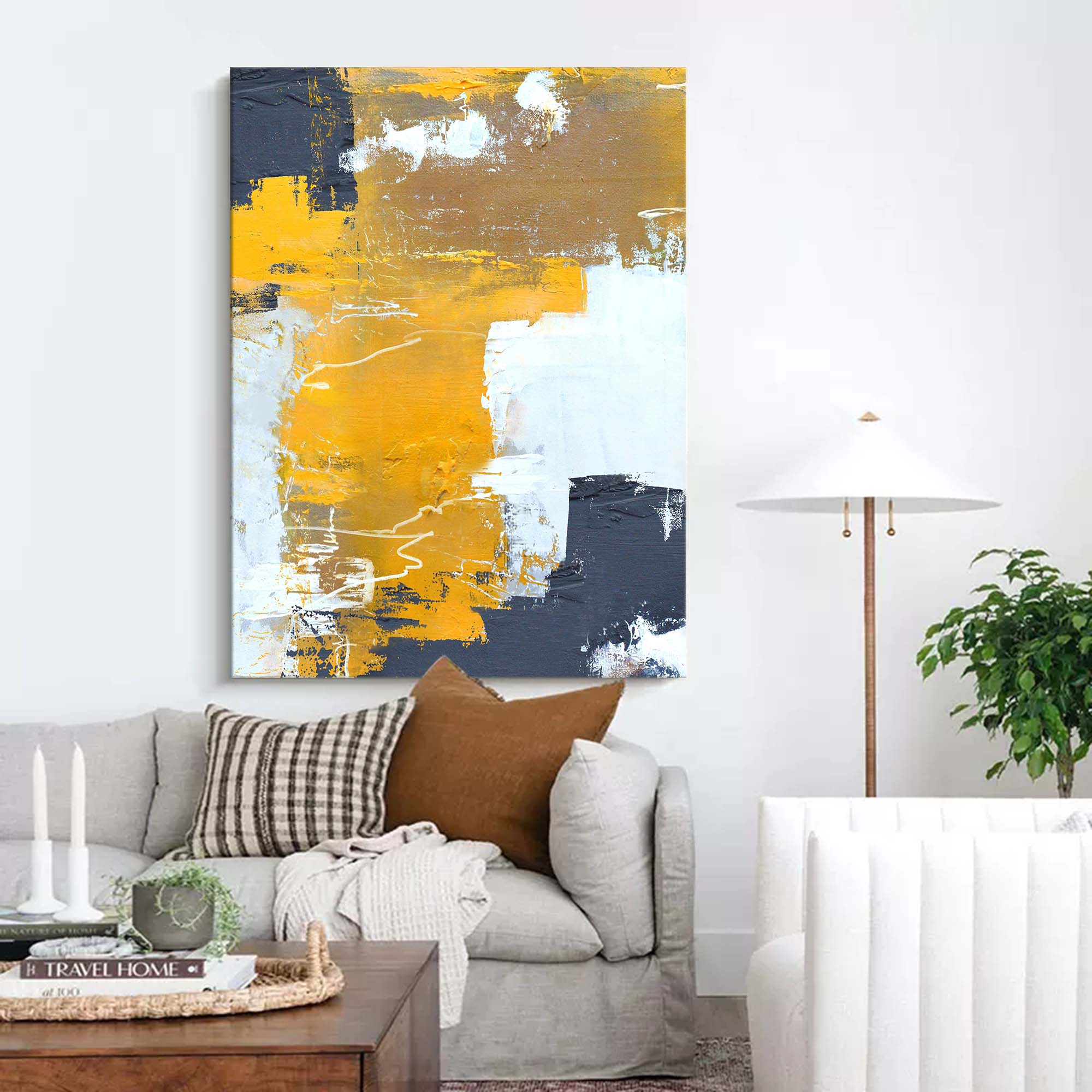 Golden Beige Abstract Canvas Art