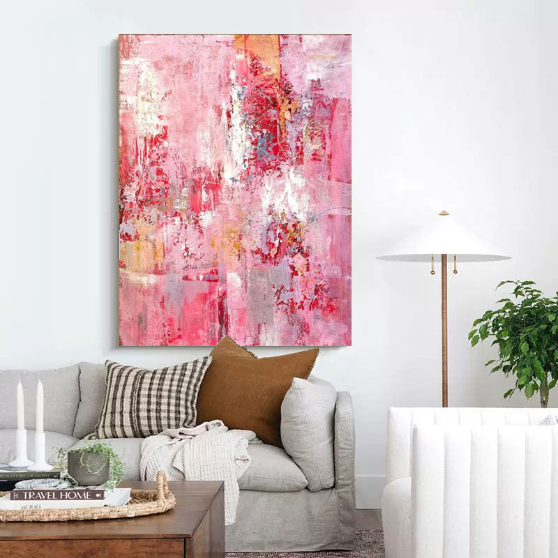 Pink Abstract Textured Canvas Art