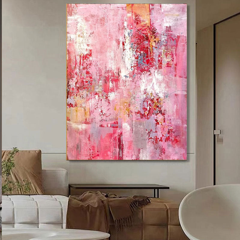 Pink Abstract Textured Canvas Art