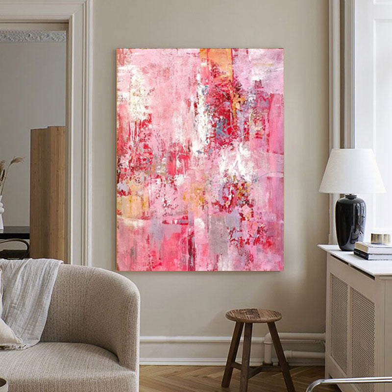 Pink Abstract Textured Canvas Art