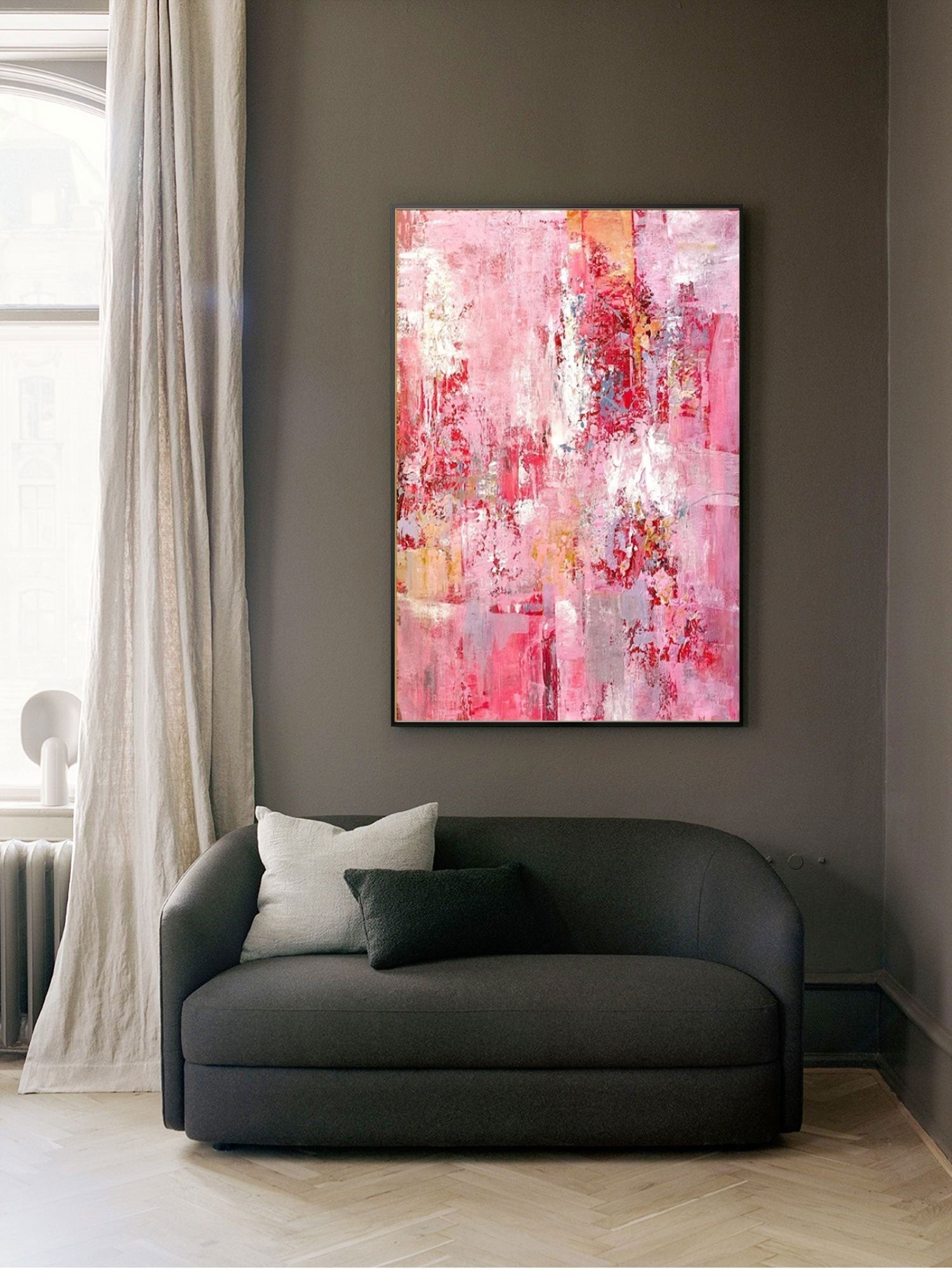 Pink Abstract Textured Canvas Art