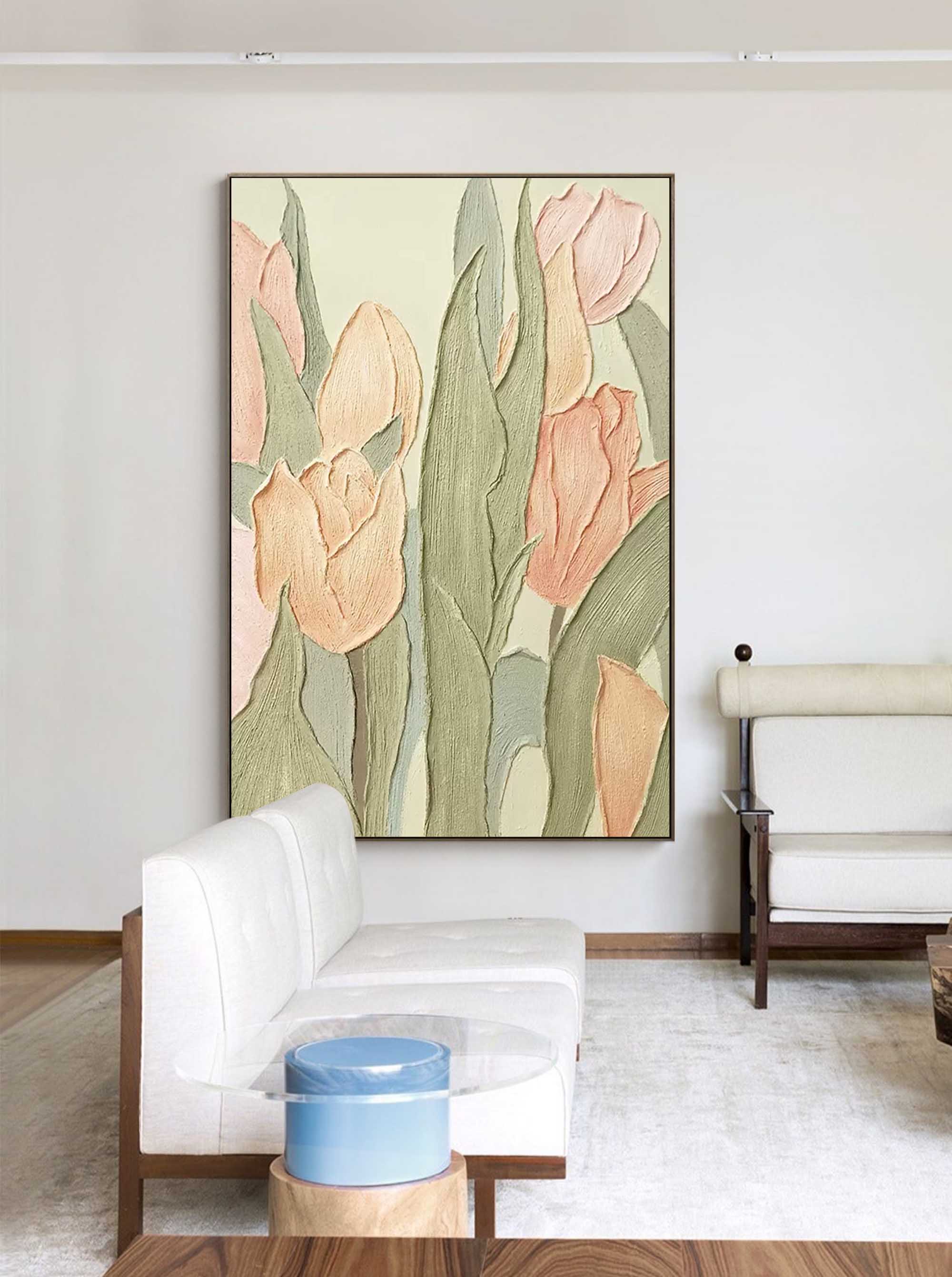 Pastel Tulip Textured Canvas Art