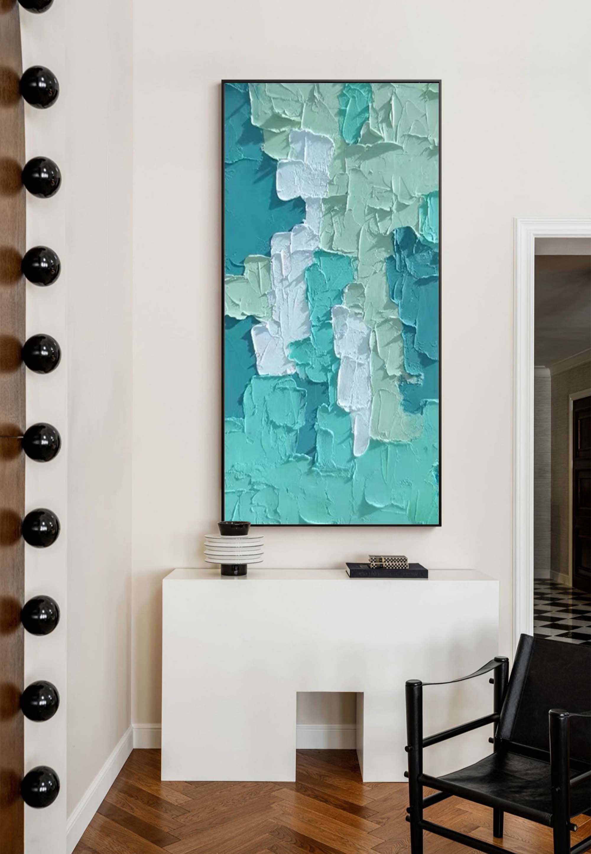 Textured Layers: Abstract Teal Dream
