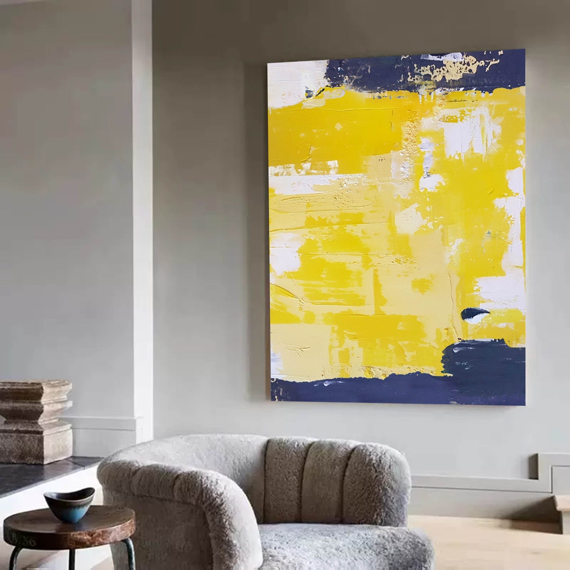 Sunlit Yellow Abstract Canvas Art