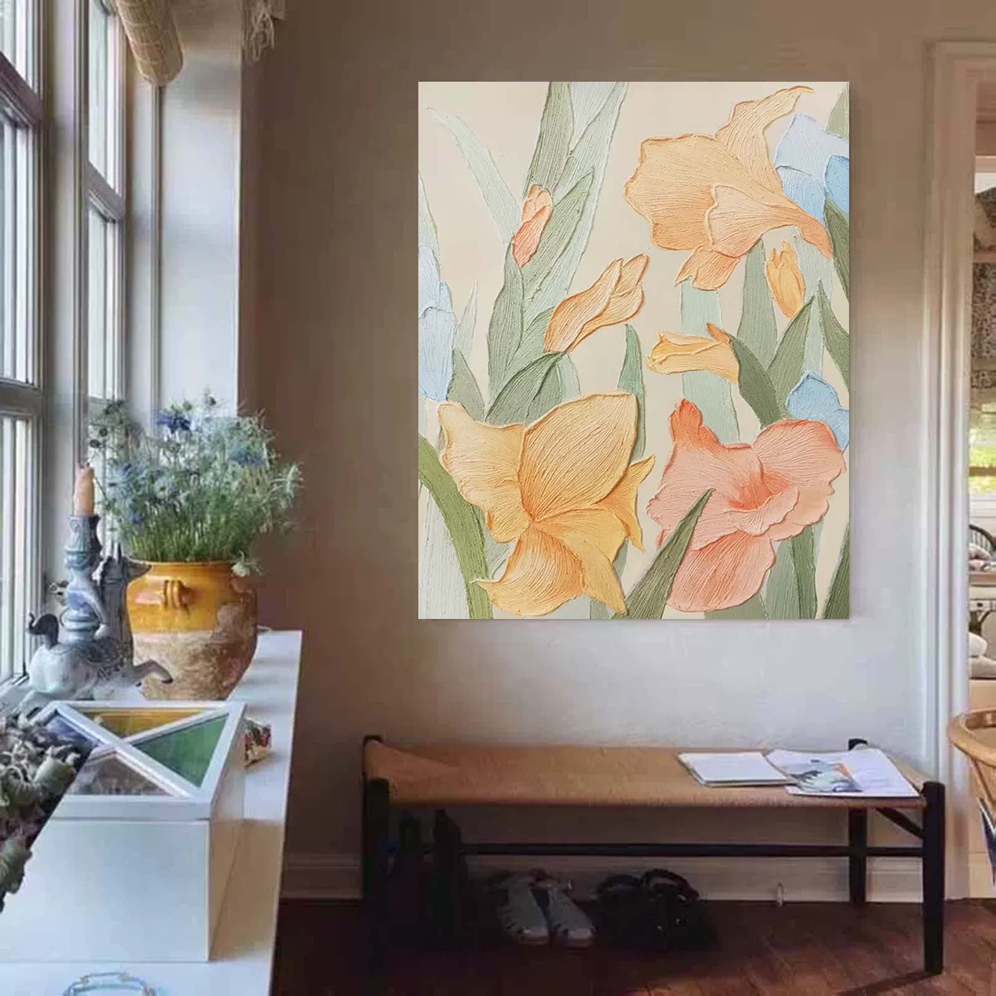 Vibrant Floral Textured Canvas Art