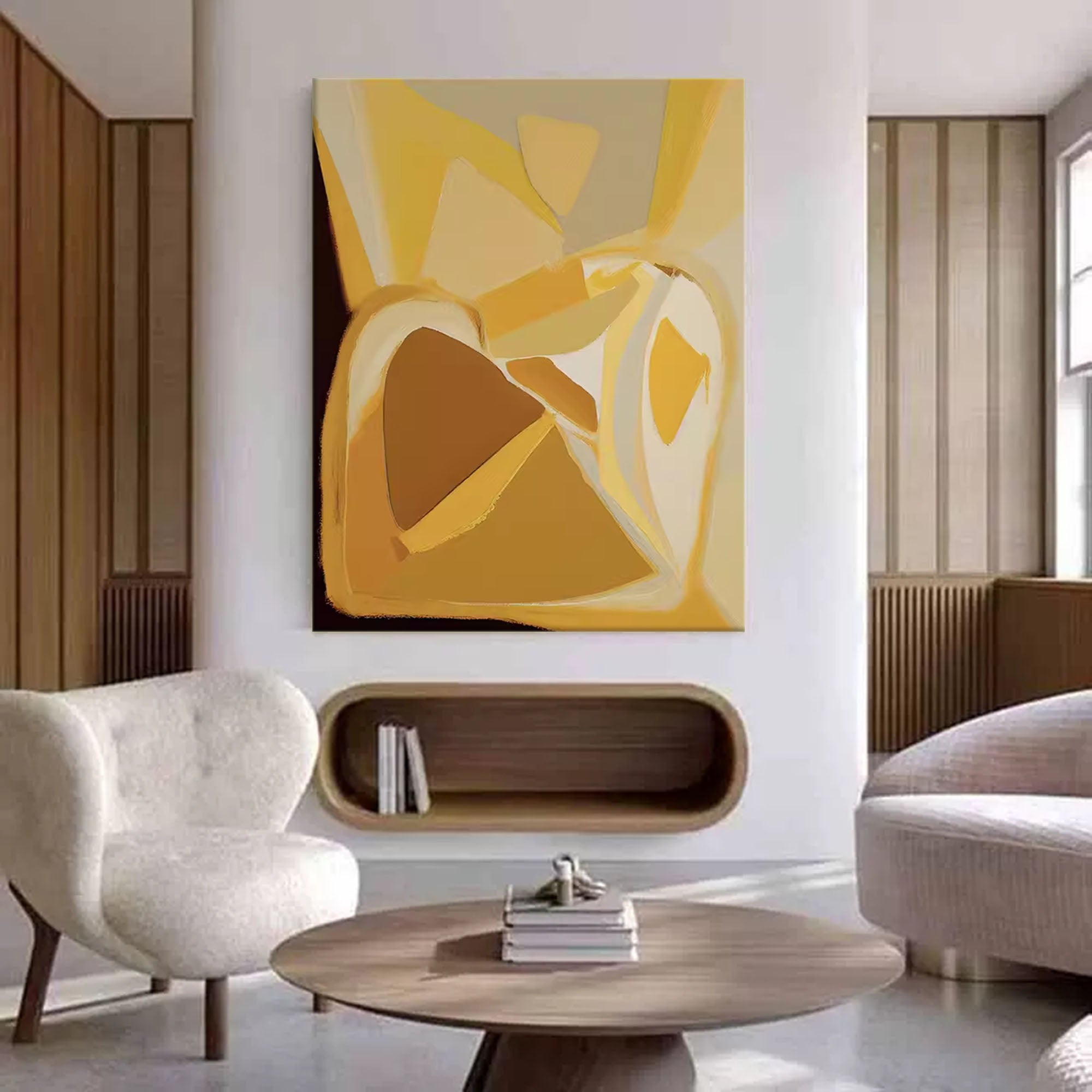 Geometric Golden Hues Abstract Art