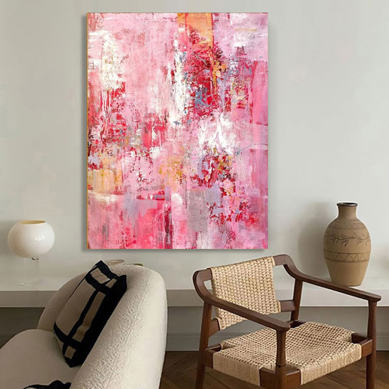 Pink Abstract Textured Canvas Art