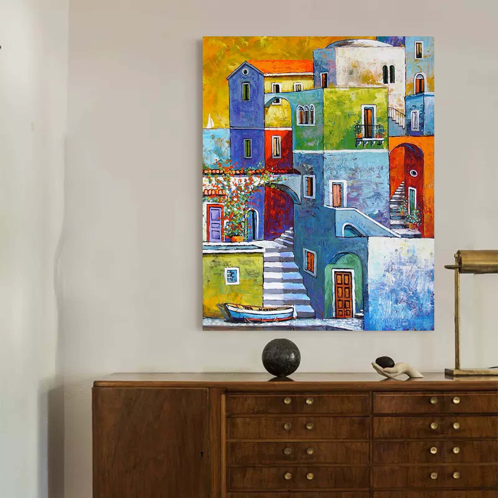 Colorful Mediterranean Townscape Art