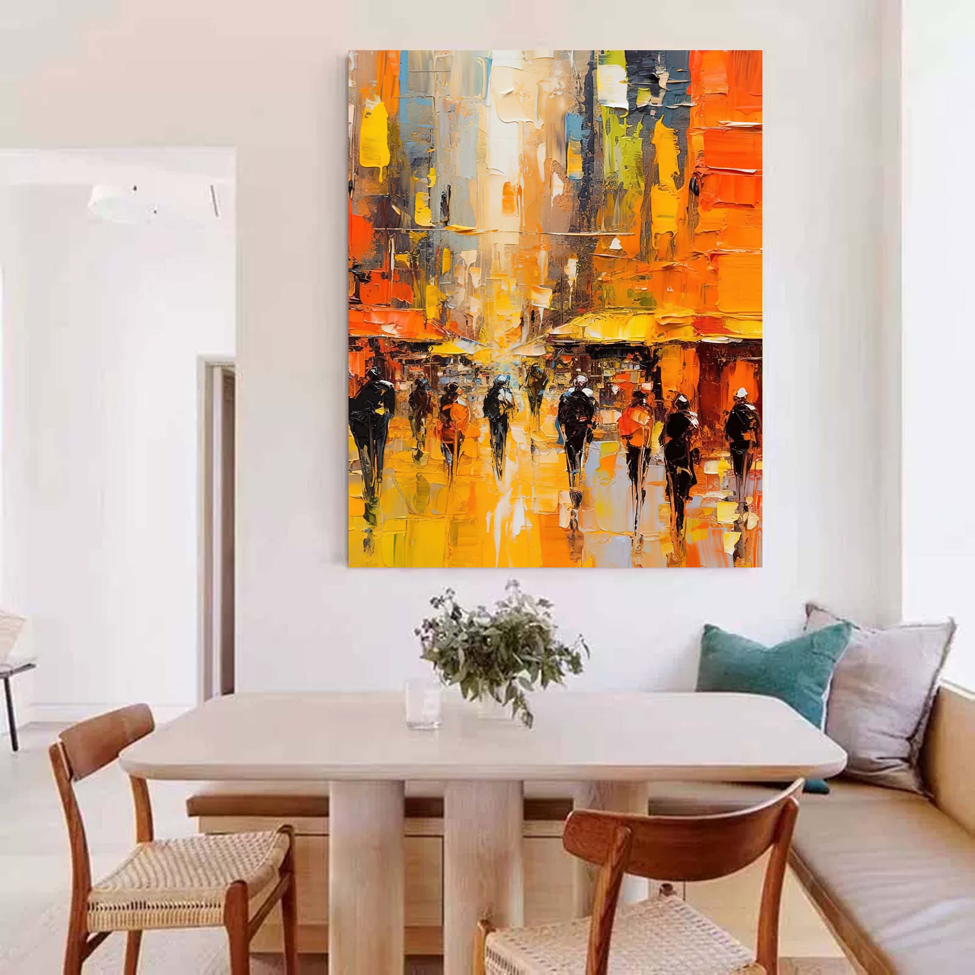 Golden Hour Cityscape Oil Painting