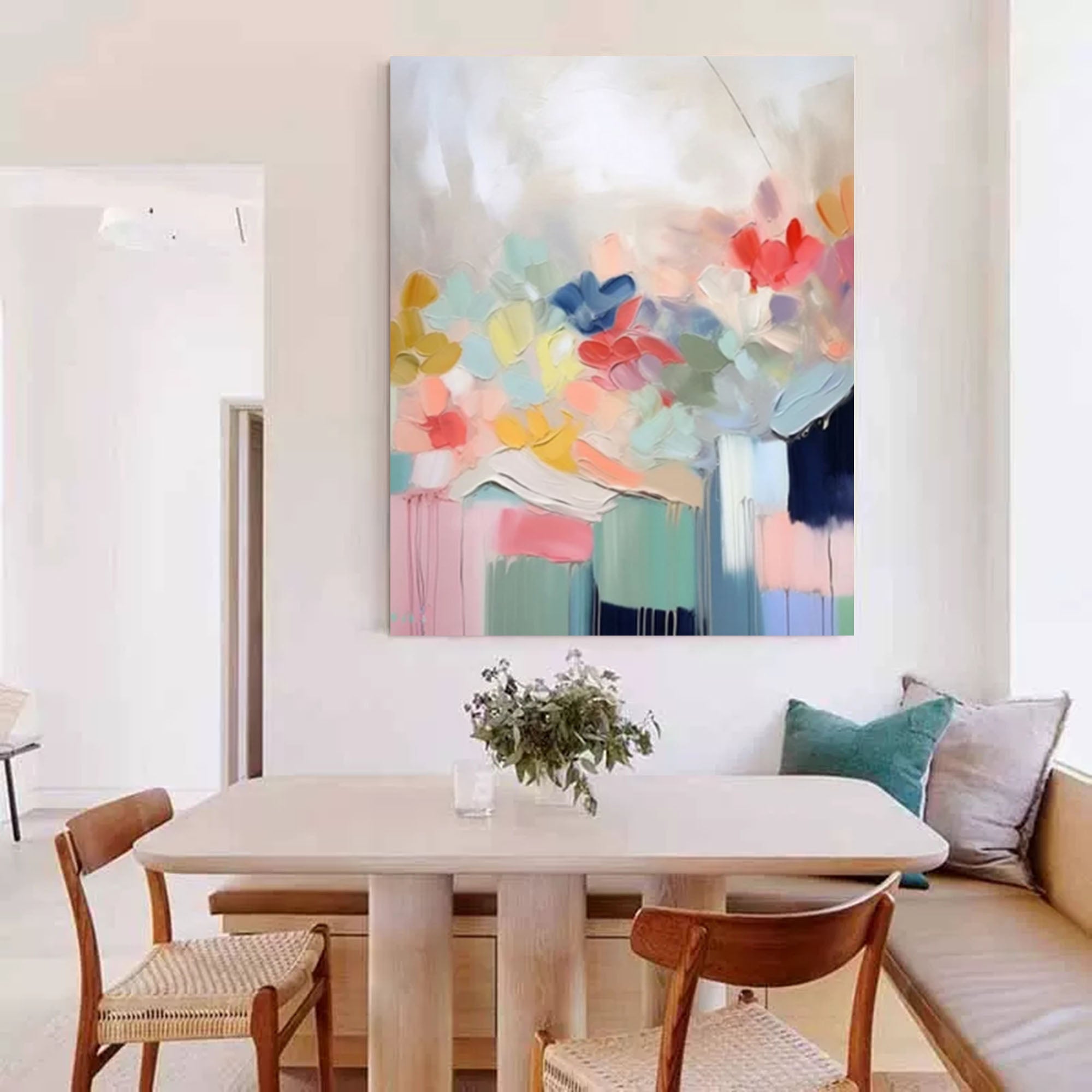 Soft Bloom Pastel Abstract Canvas Art
