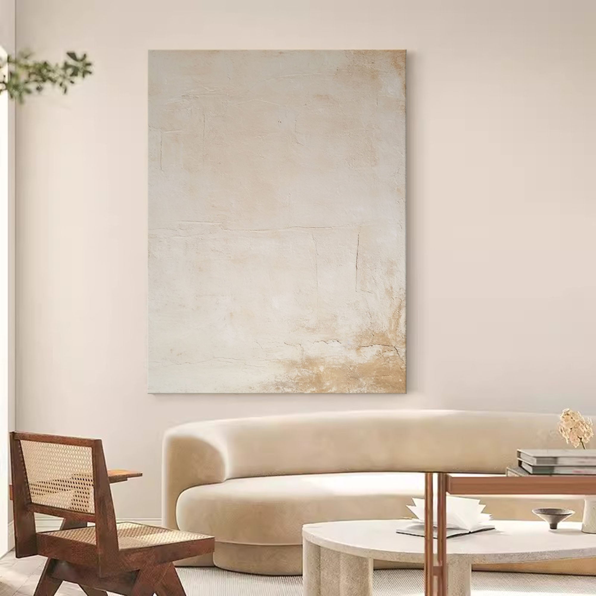 Subtle Beige Textured Abstract Art