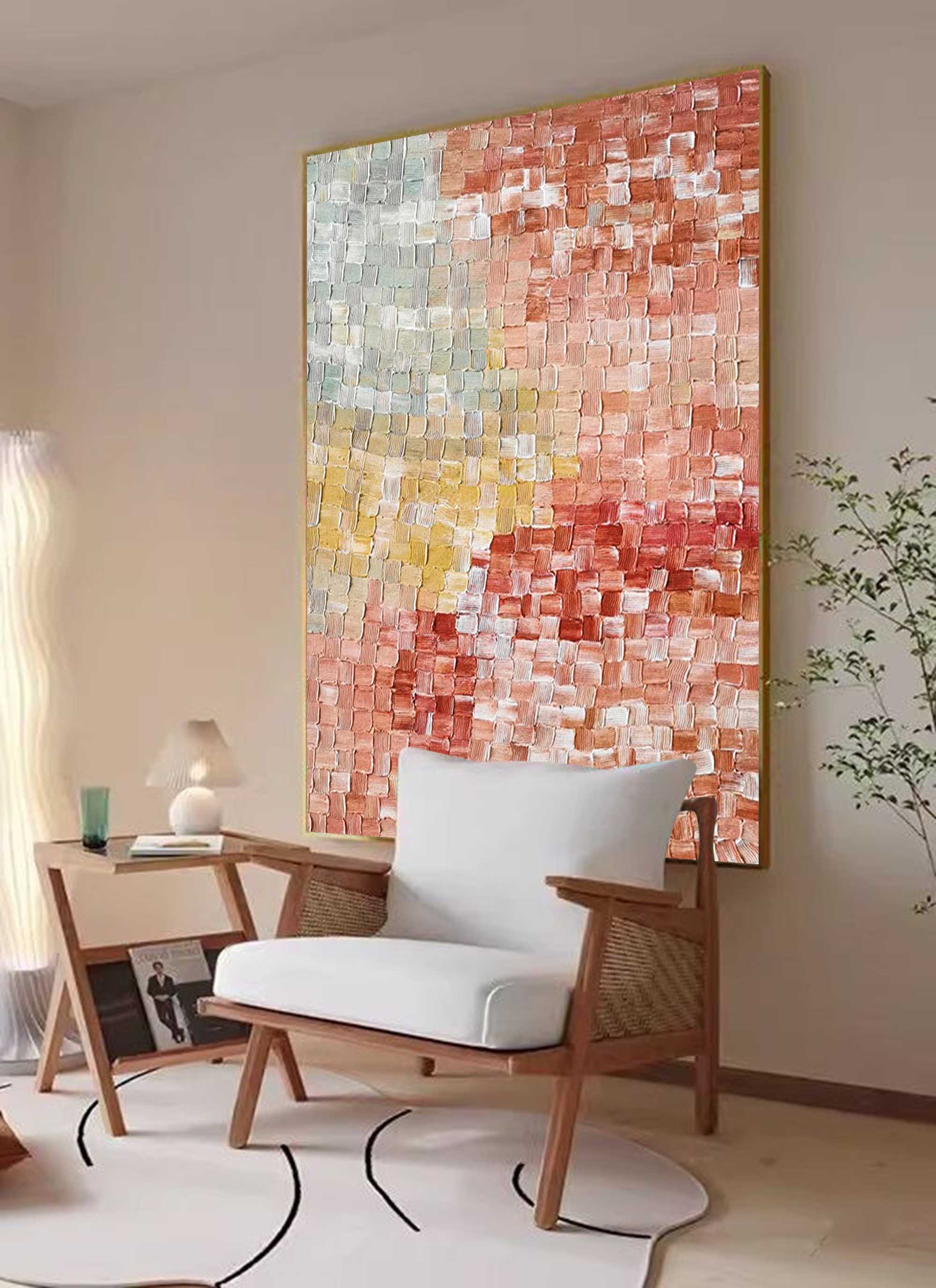 Earthy Tones Textured Abstract Mosaic Canvas Art