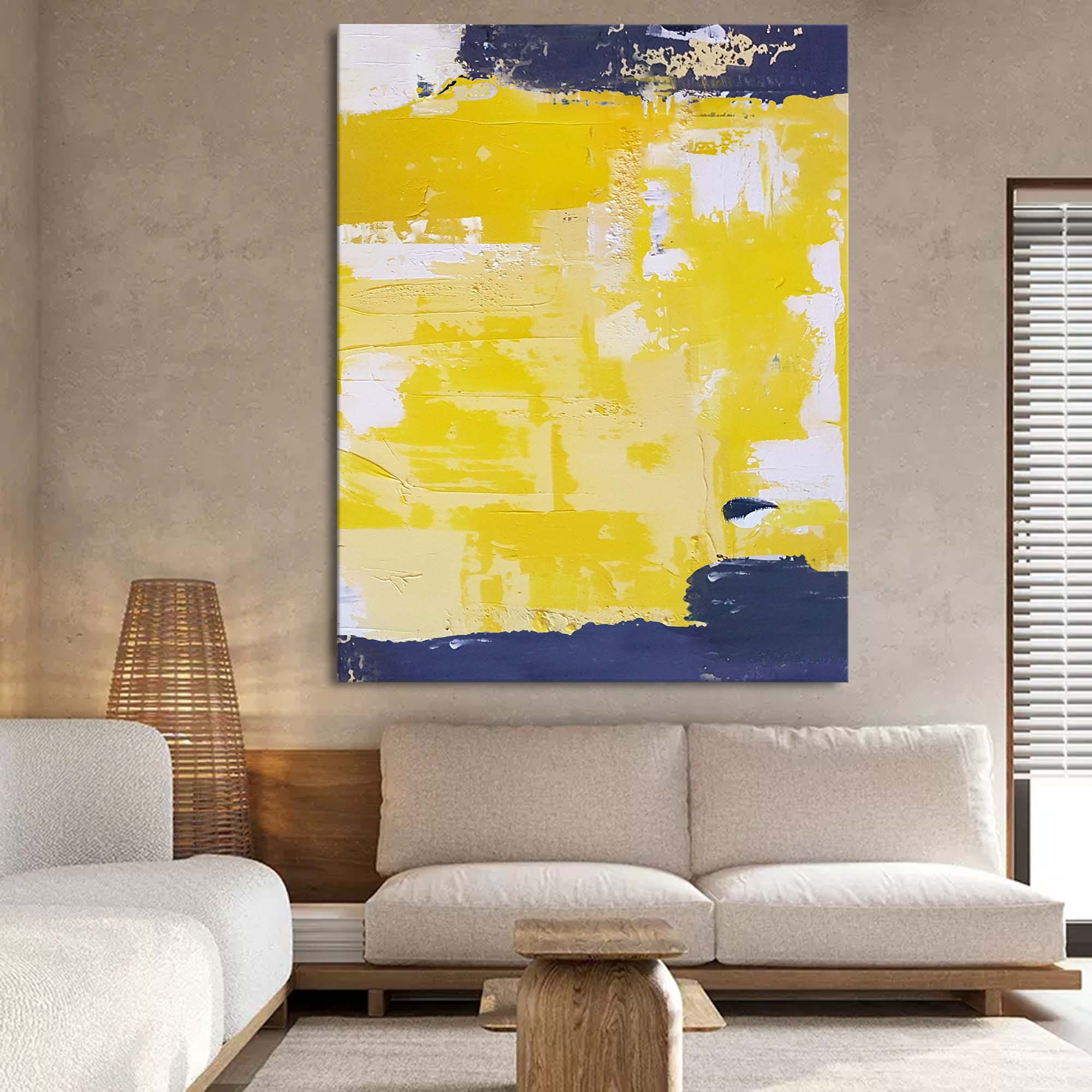 Sunlit Yellow Abstract Canvas Art