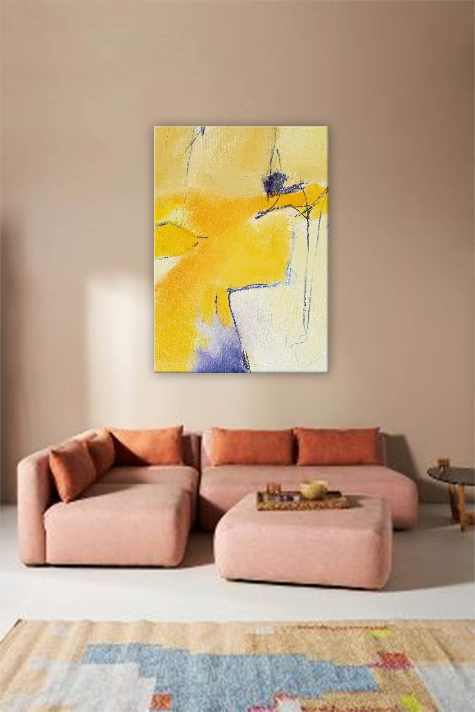 Golden Glow Abstract Canvas Art