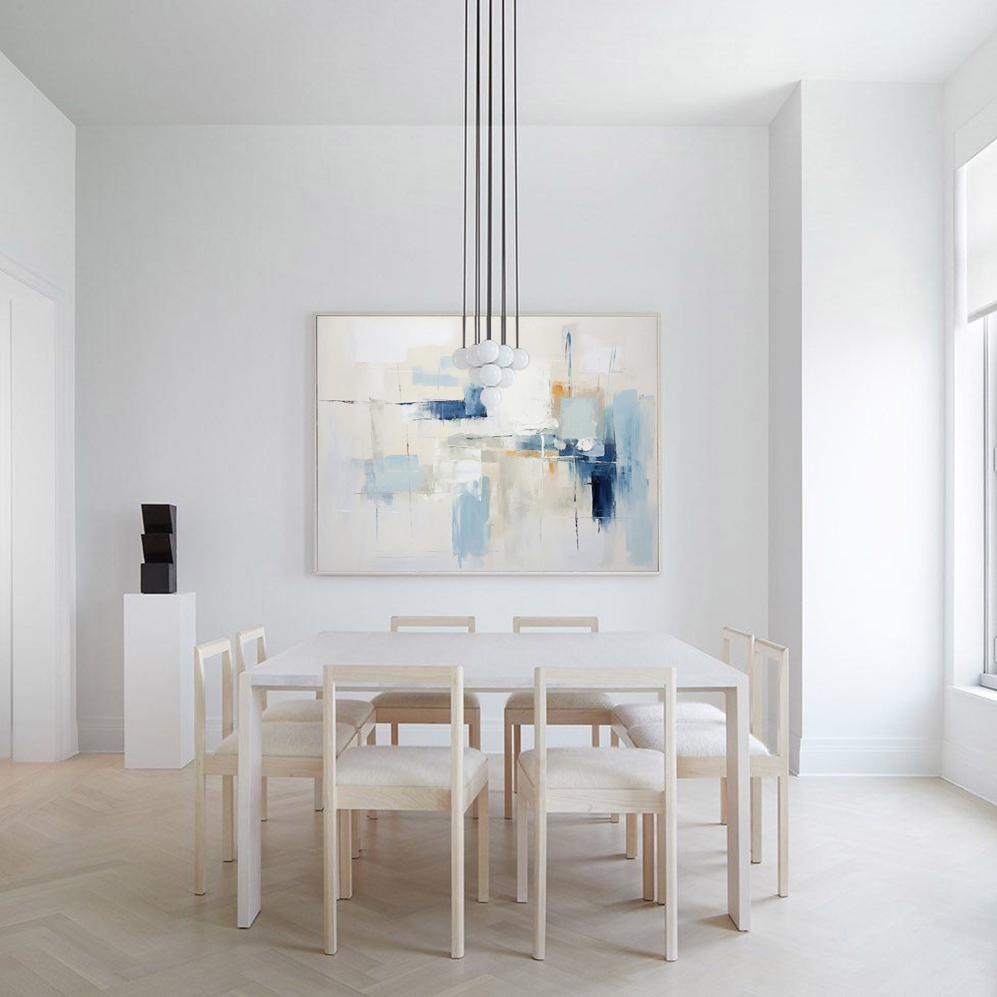 Serene Abstract Oil Painting - Blue Hues