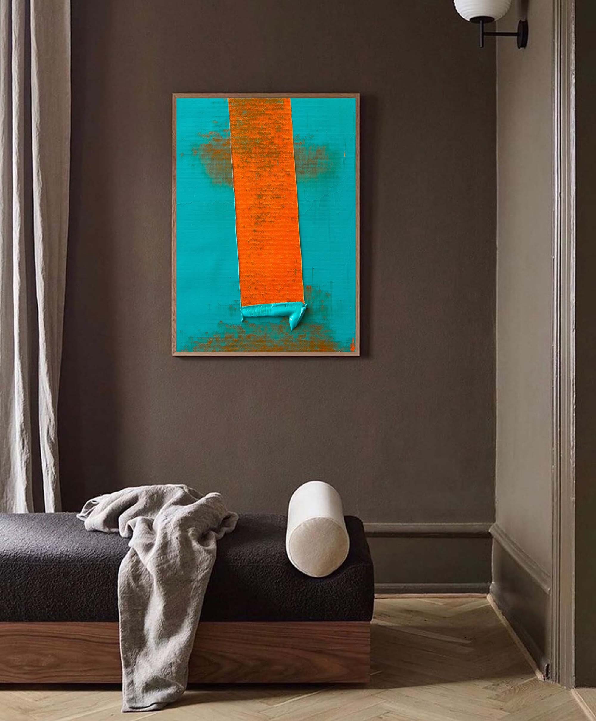 Bold Orange on Teal Canvas