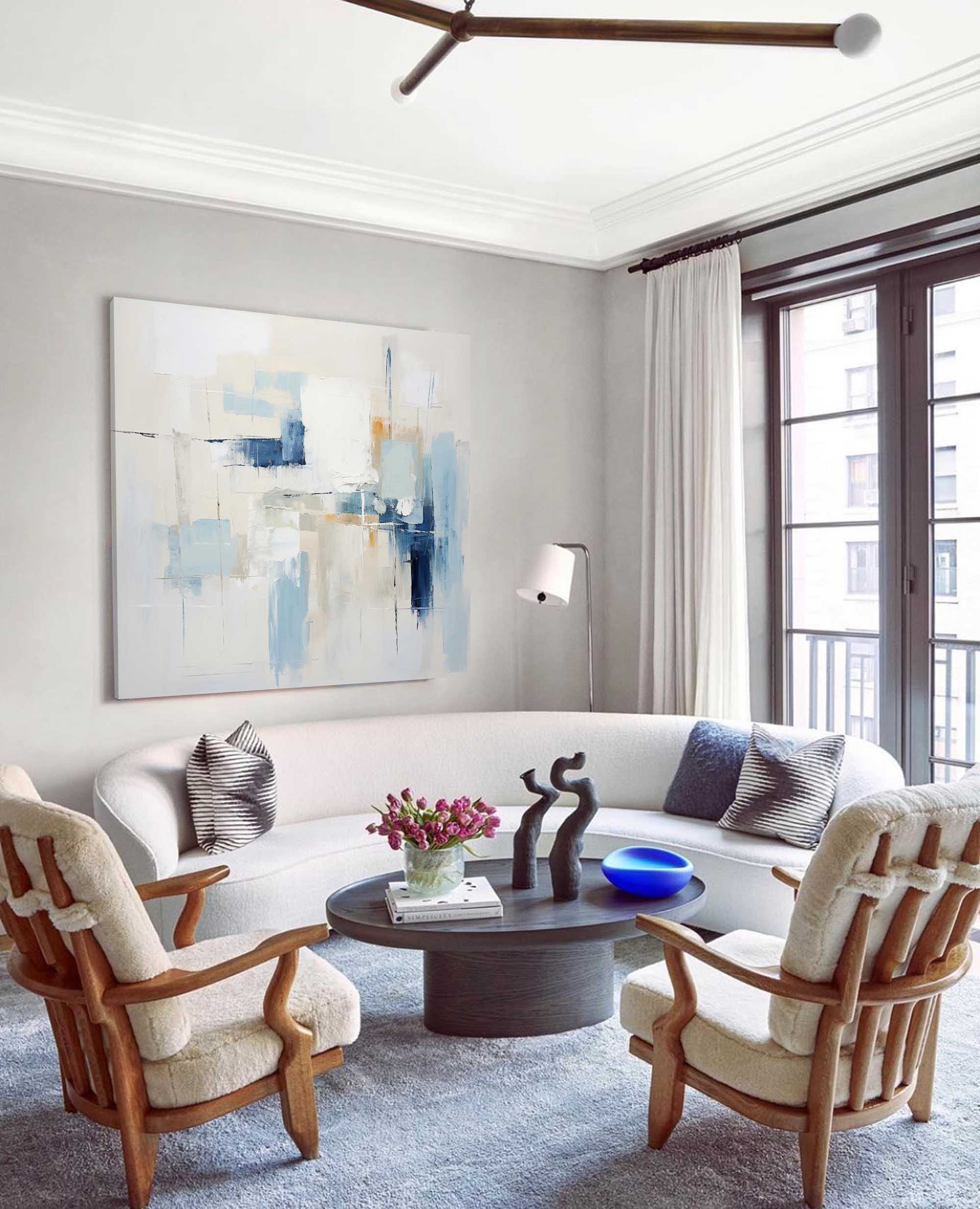 Serene Abstract Oil Painting - Blue Hues