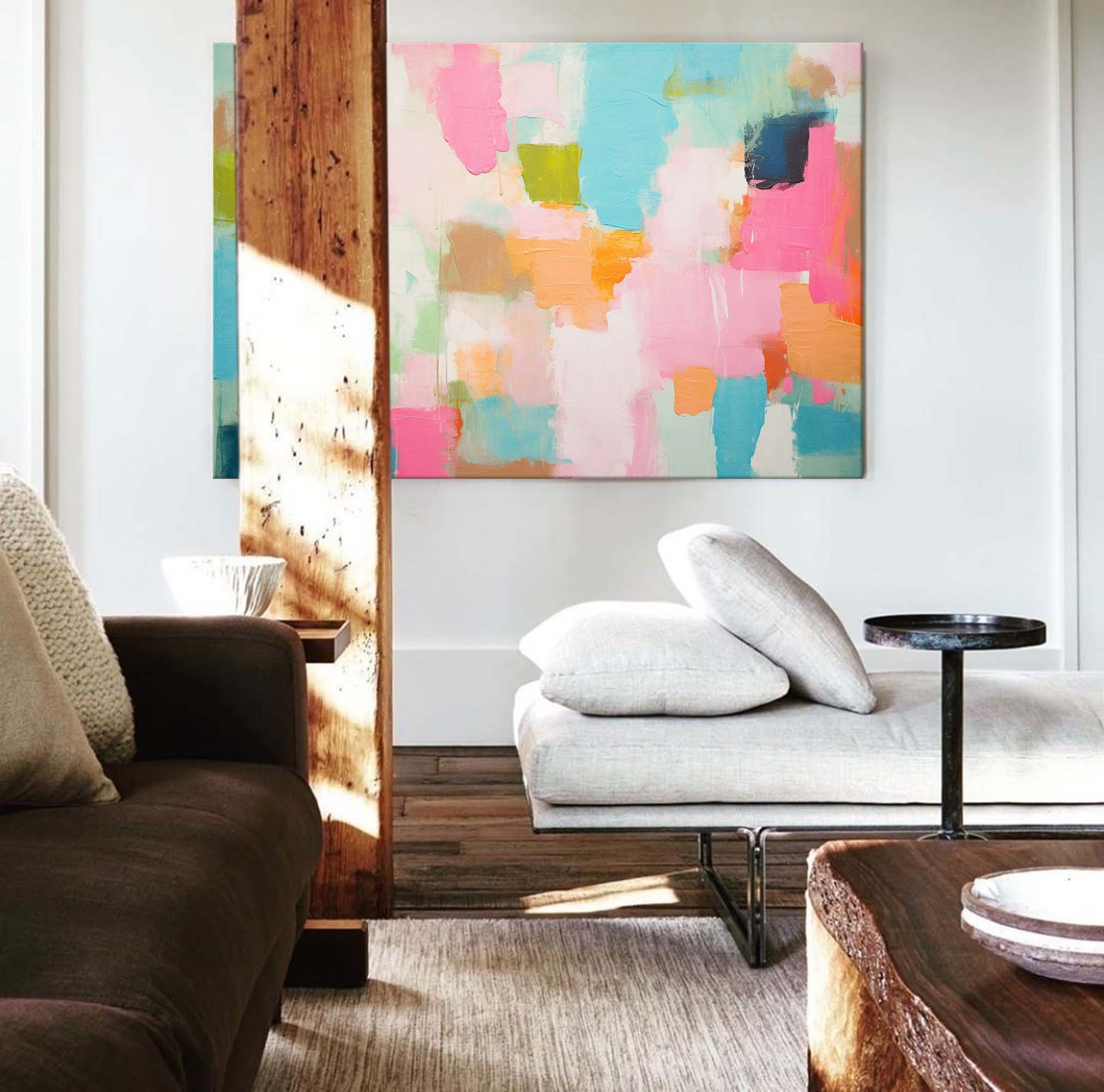 Pastel Patchwork Abstract Canvas