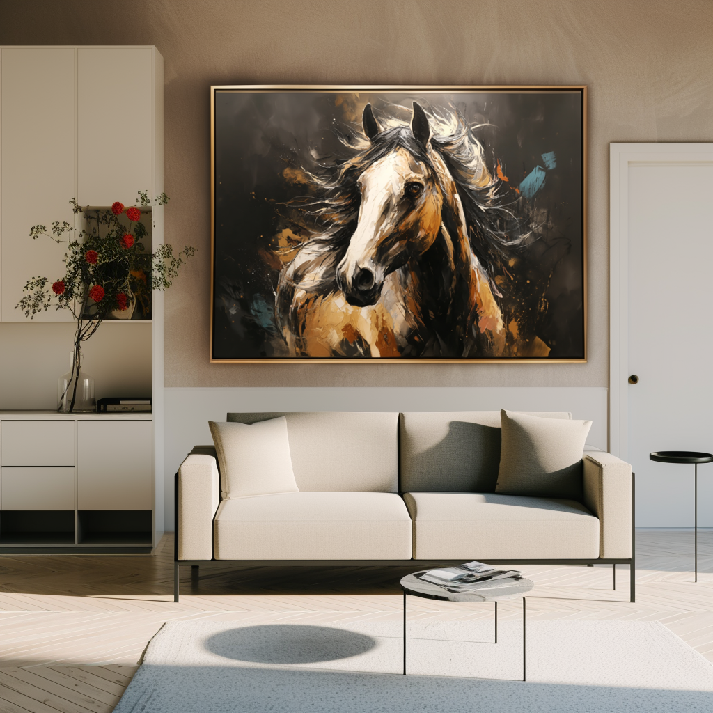 Abstract Horse Portrait Wall Art – Bold Running Horse Canvas Painting