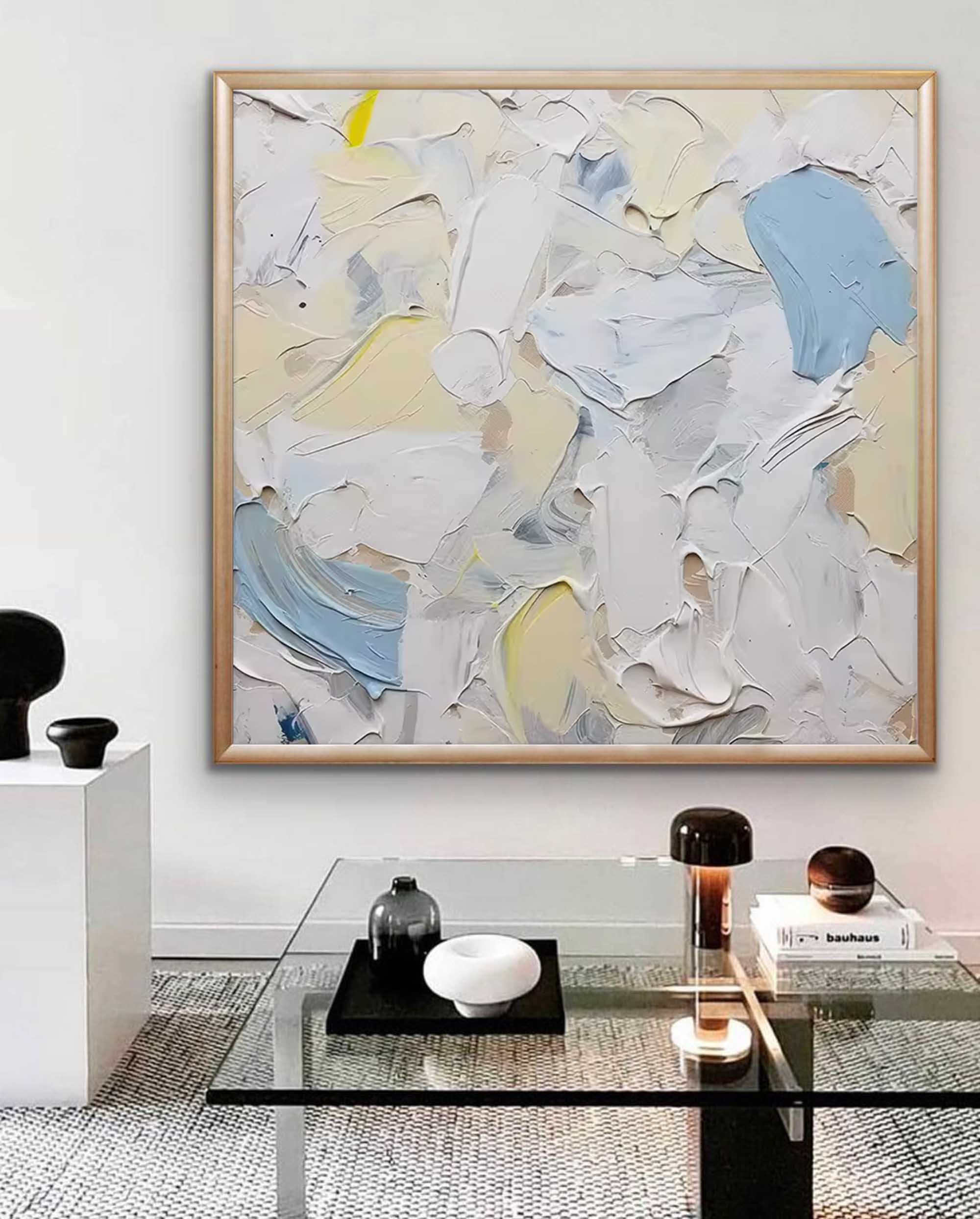 Textured Blue and White Abstract Art