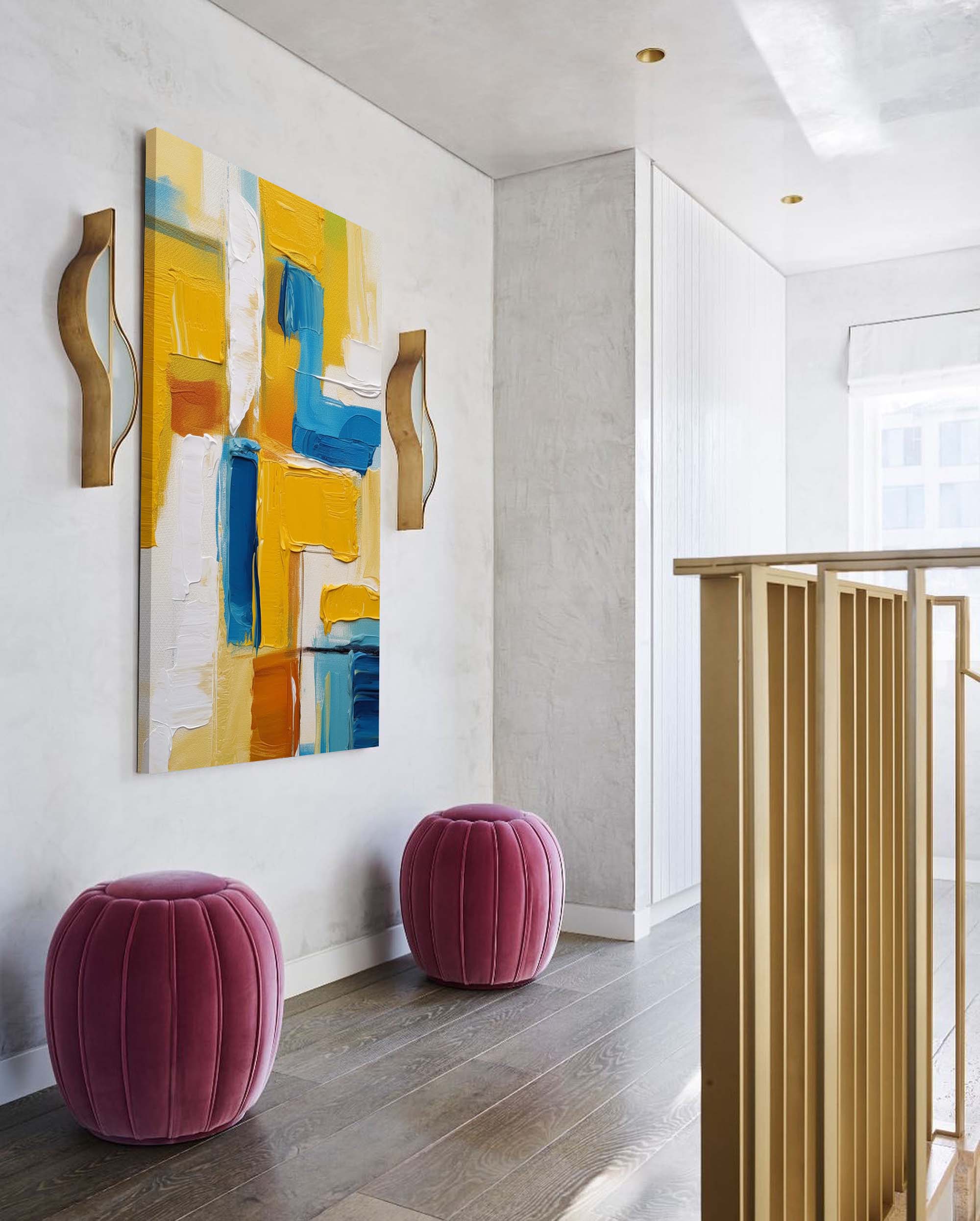 Sunlit Geometry in Blue and Gold