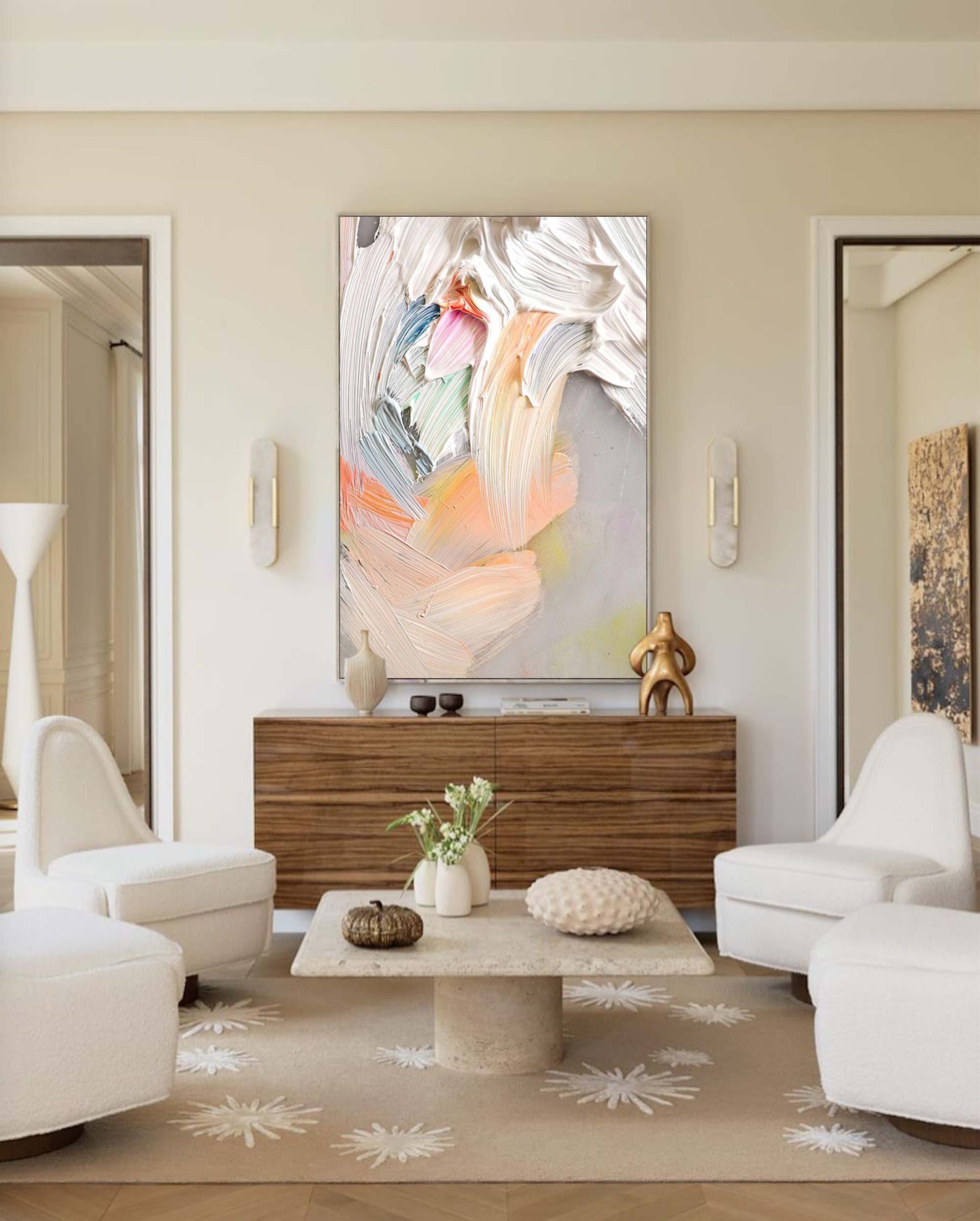 Textured Pastel Palette Knife Abstract Art