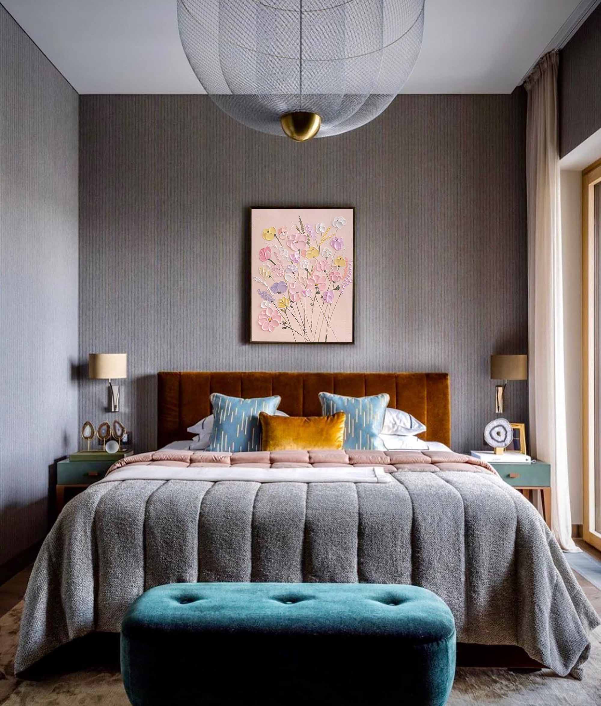 Pastel Floral Bouquet Relief Art