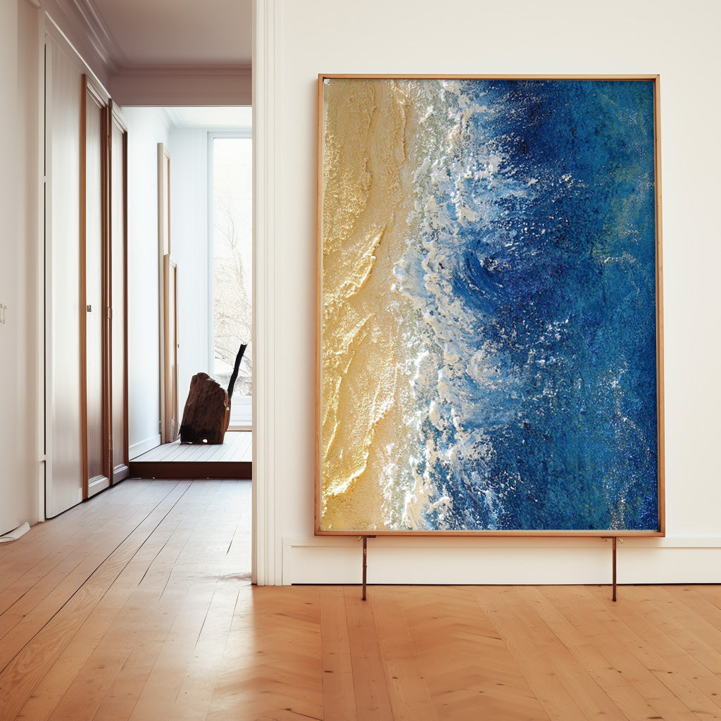 Abstract Diptych in Teal and Gold