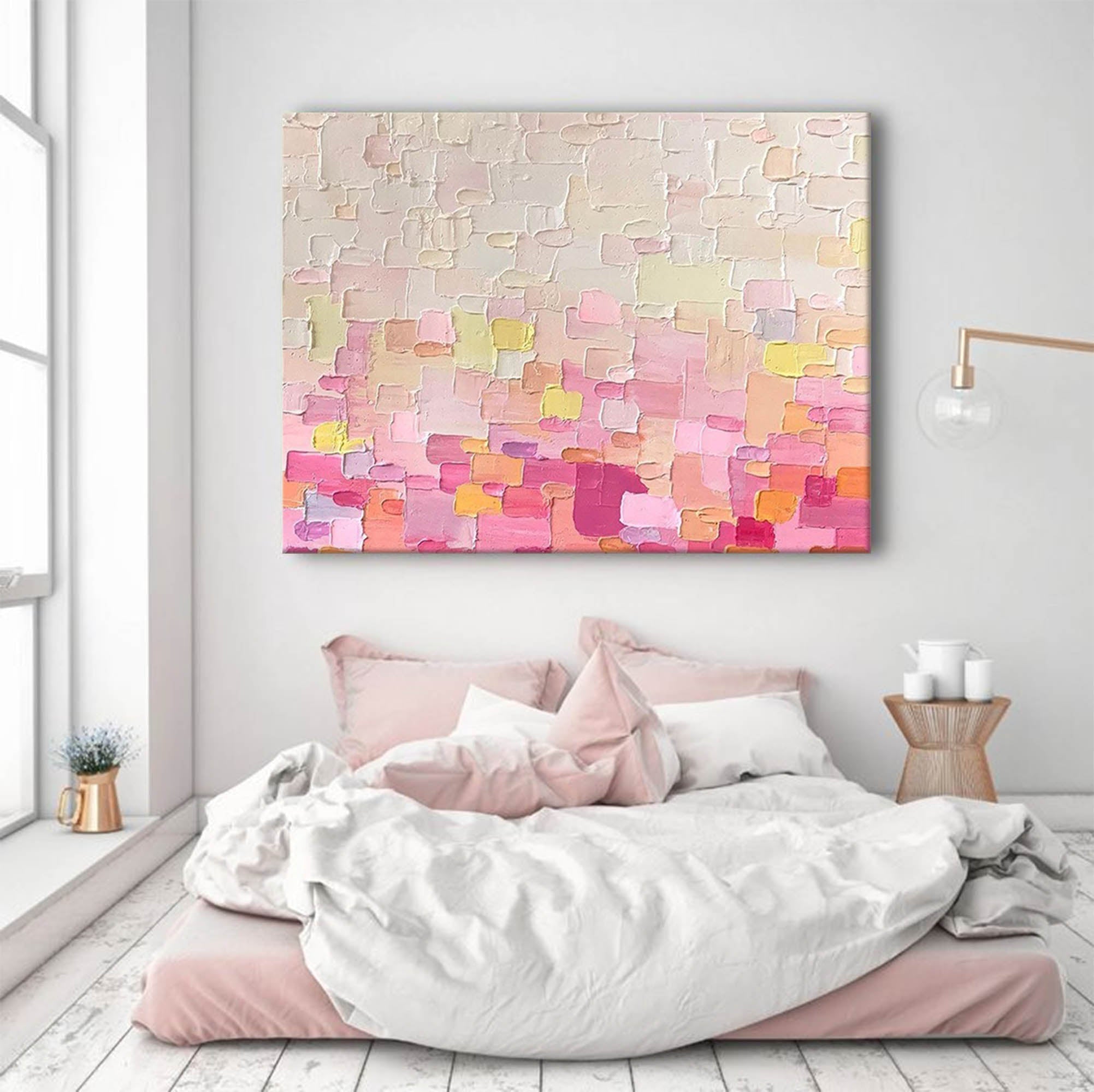 Soft Pastel Color Block Textured Canvas Art