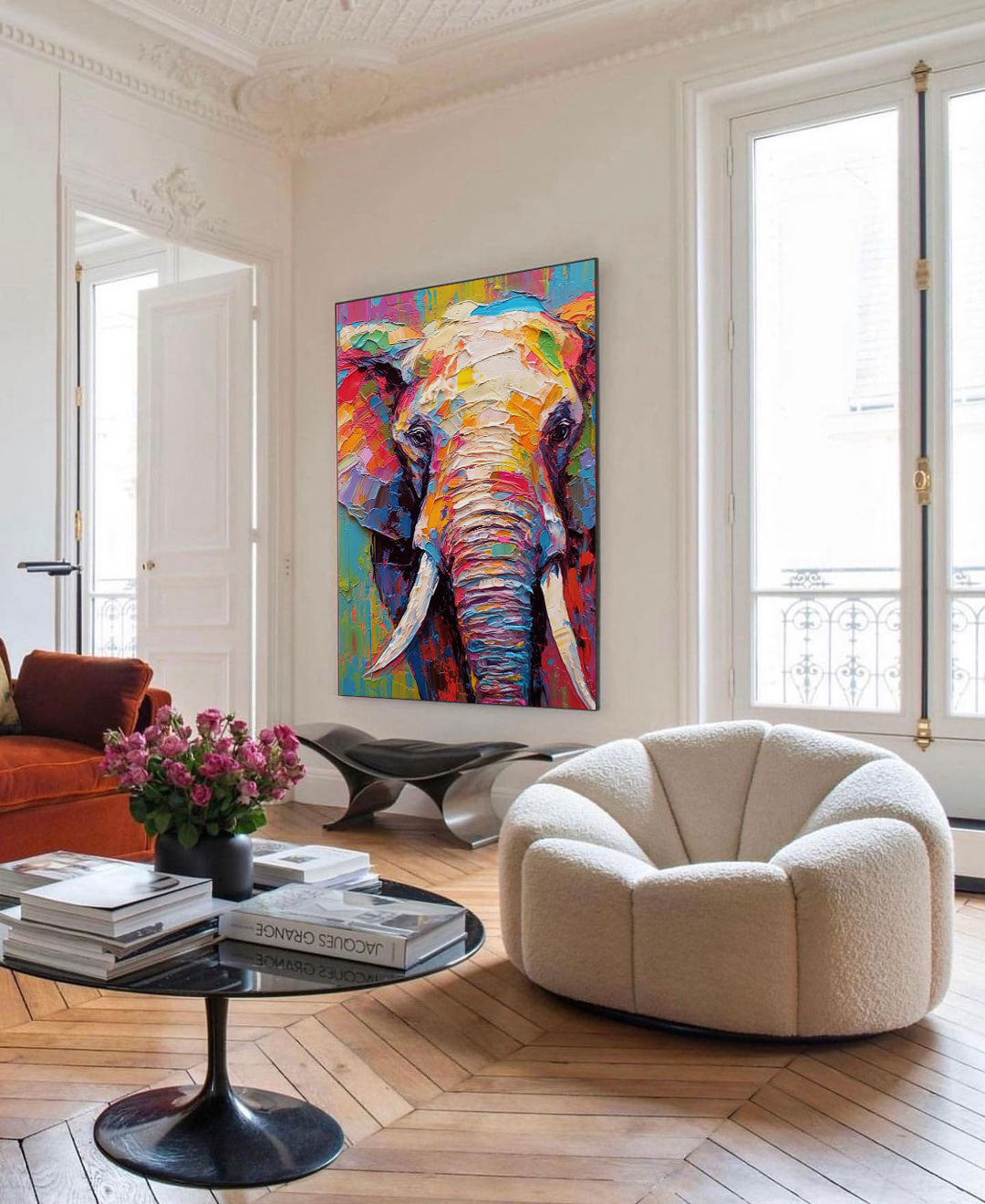 Vivid Elephant in Bold Textures