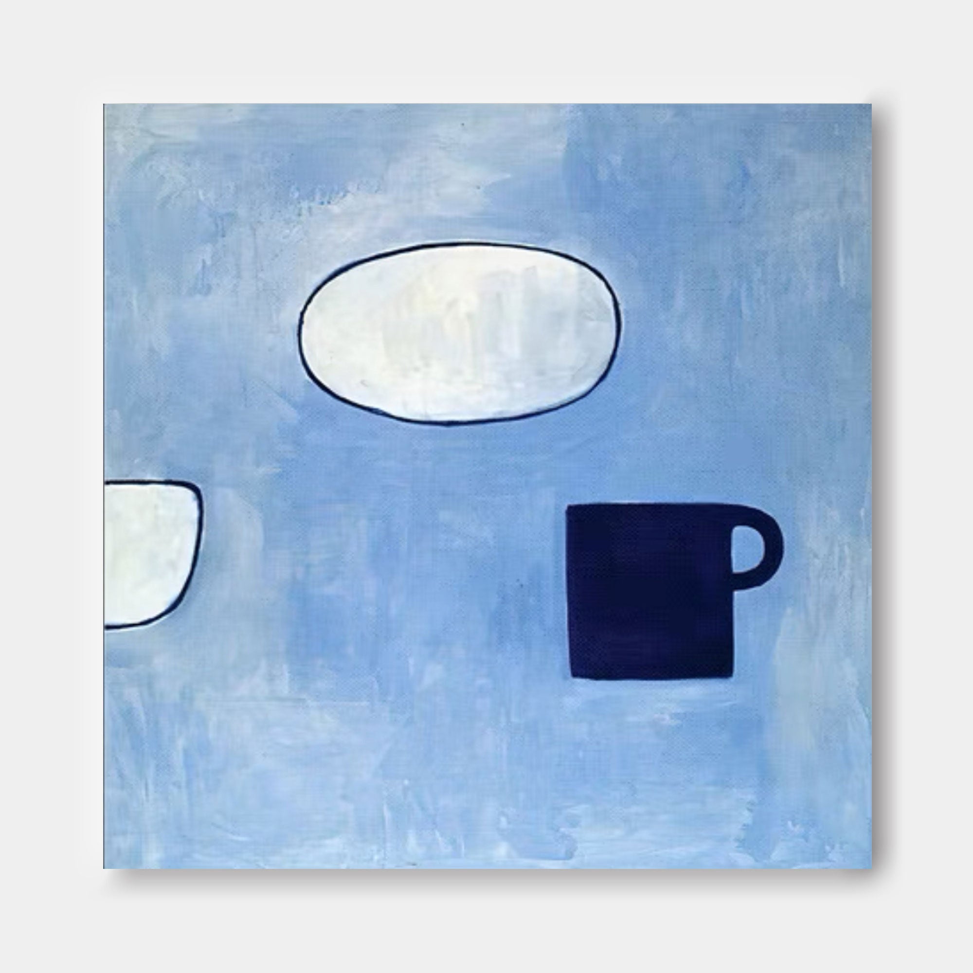 Minimalist Blue Abstract Still Life Oil Painting